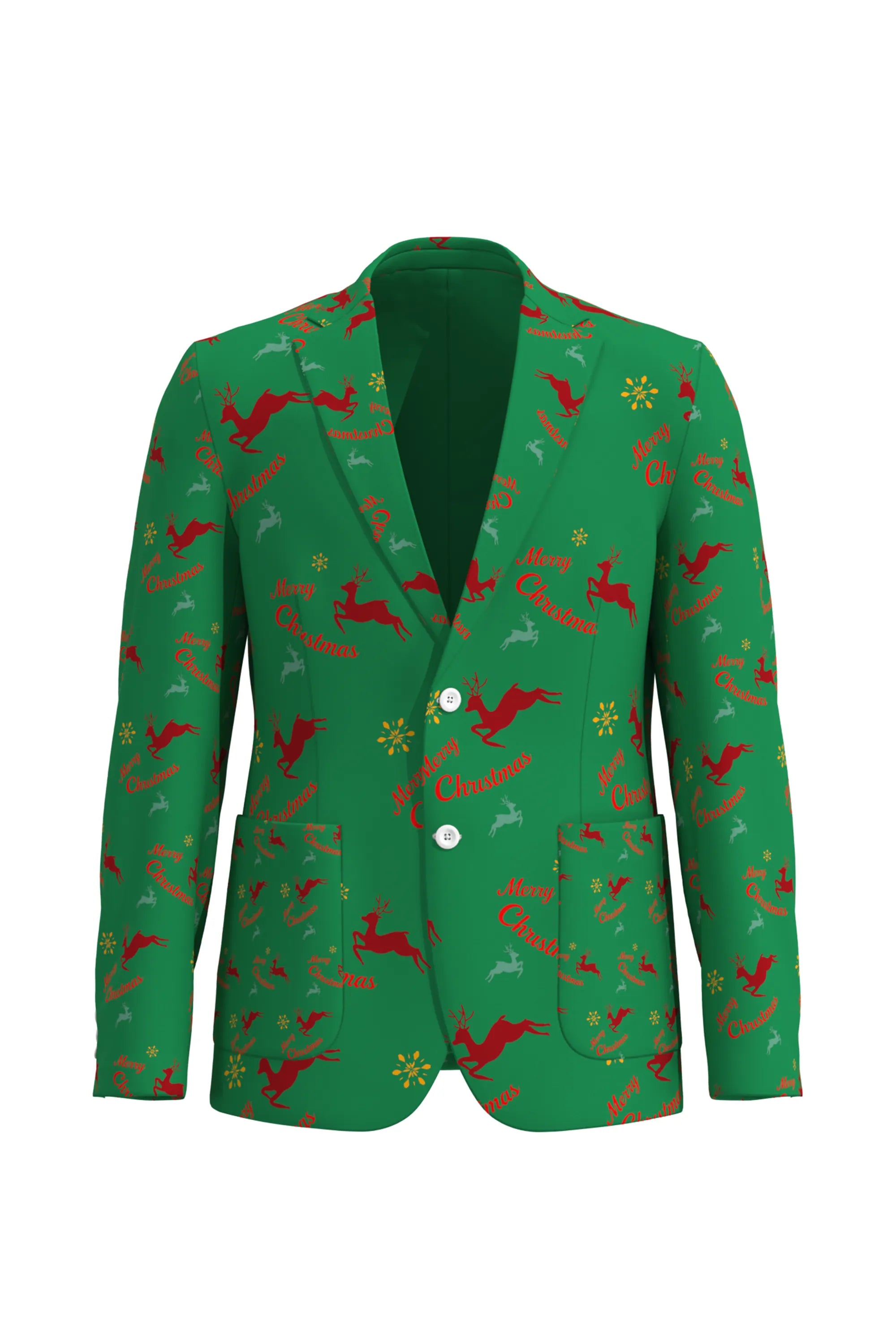 Men's Funny Printed Christmas Eve Party 2 Piece Suit