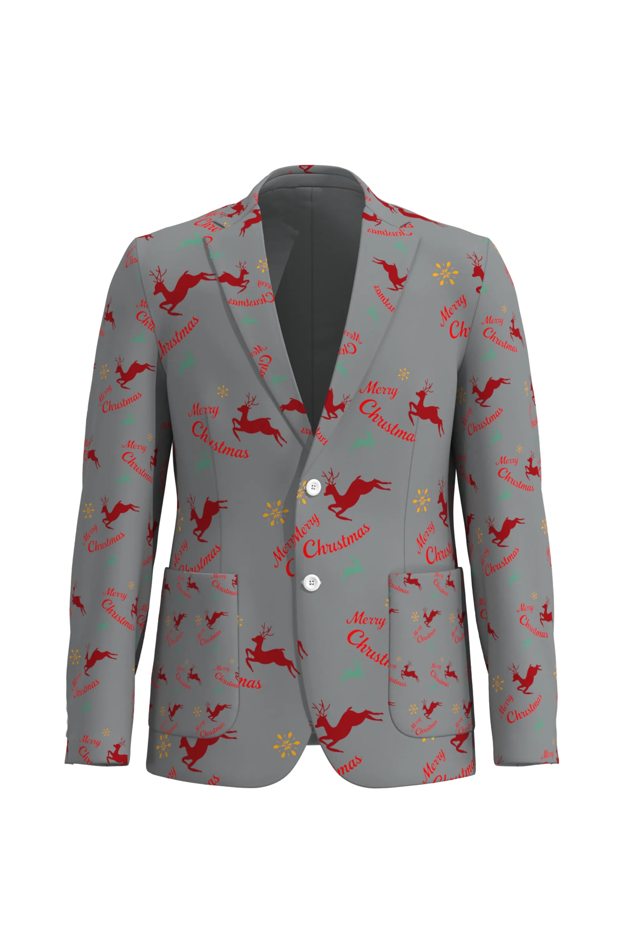 Men's Funny Printed Christmas Eve Party 2 Piece Suit