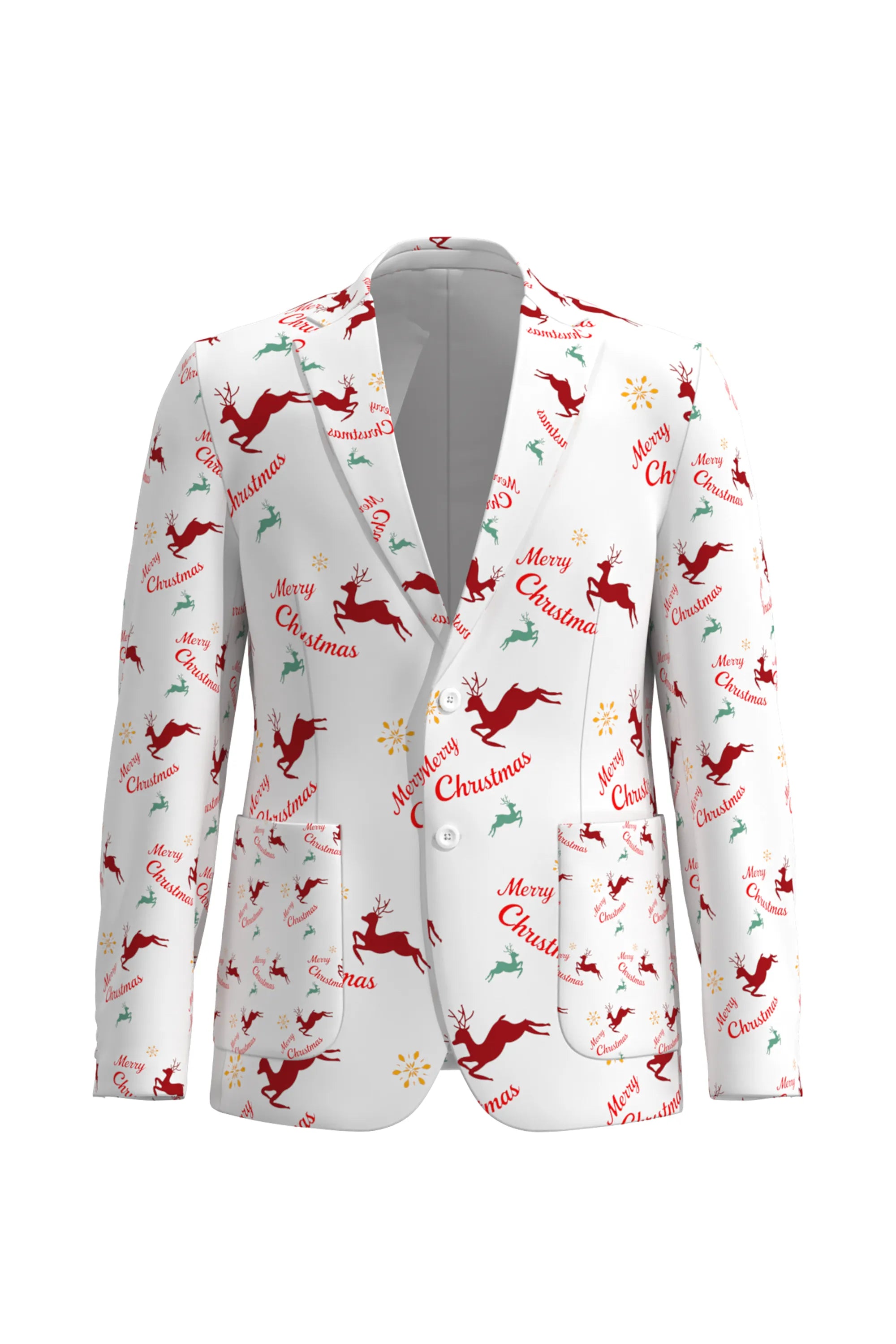 Men's Funny Printed Christmas Eve Party 2 Piece Suit