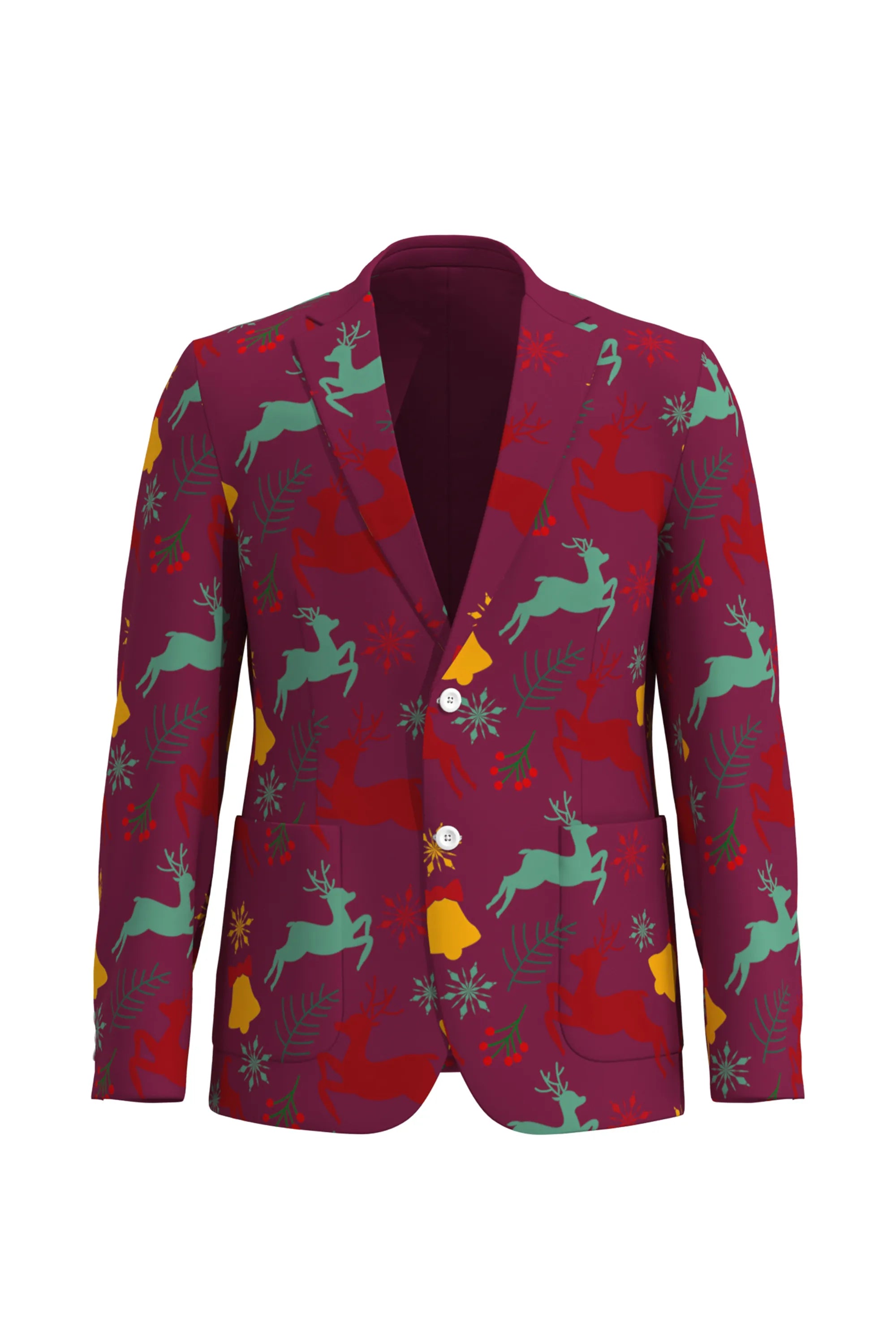 Men's Deer Animal Christmas Eve Party 2 Piece Suit