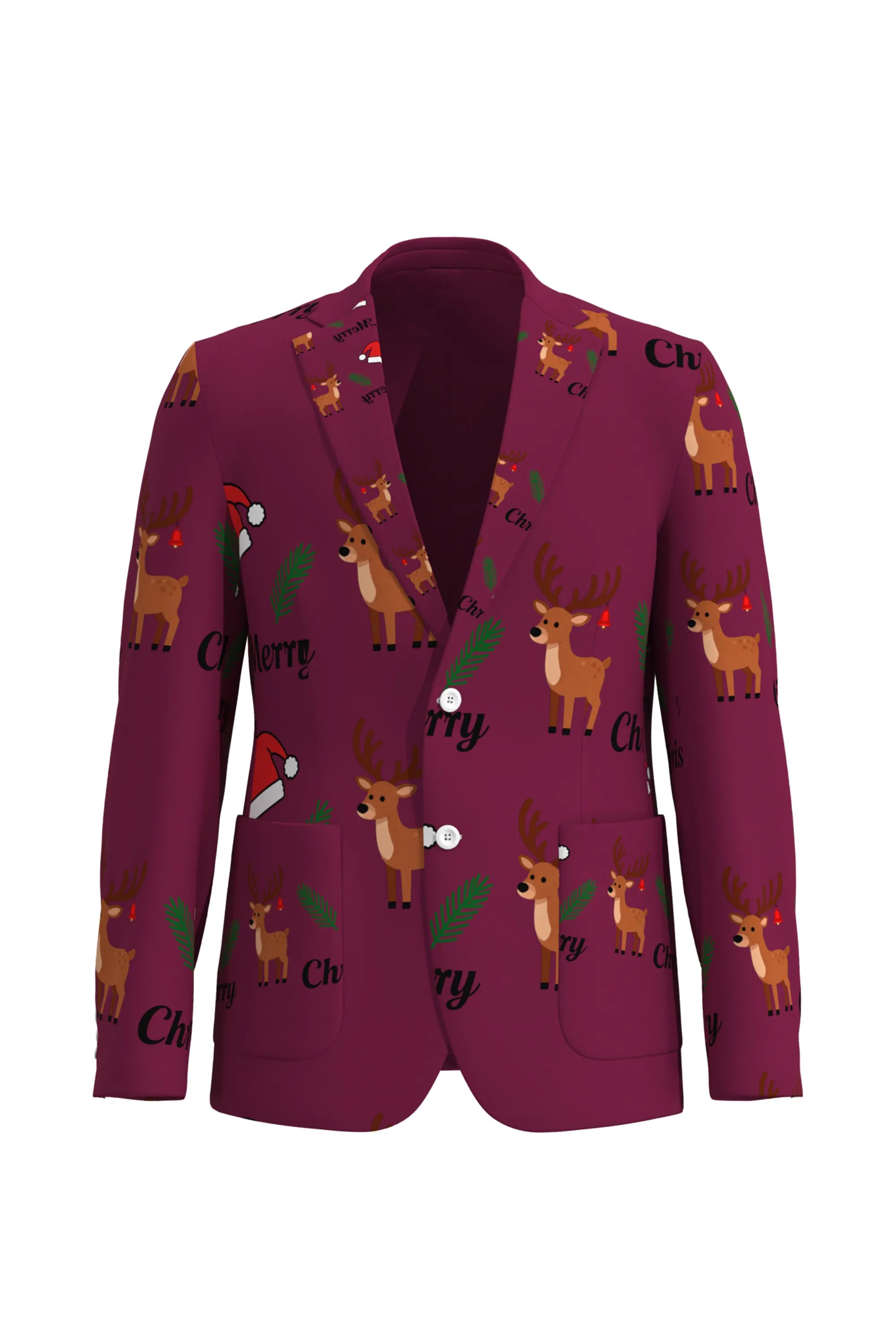 Men's Deer Animal Christmas Eve Party 2 Piece Suit