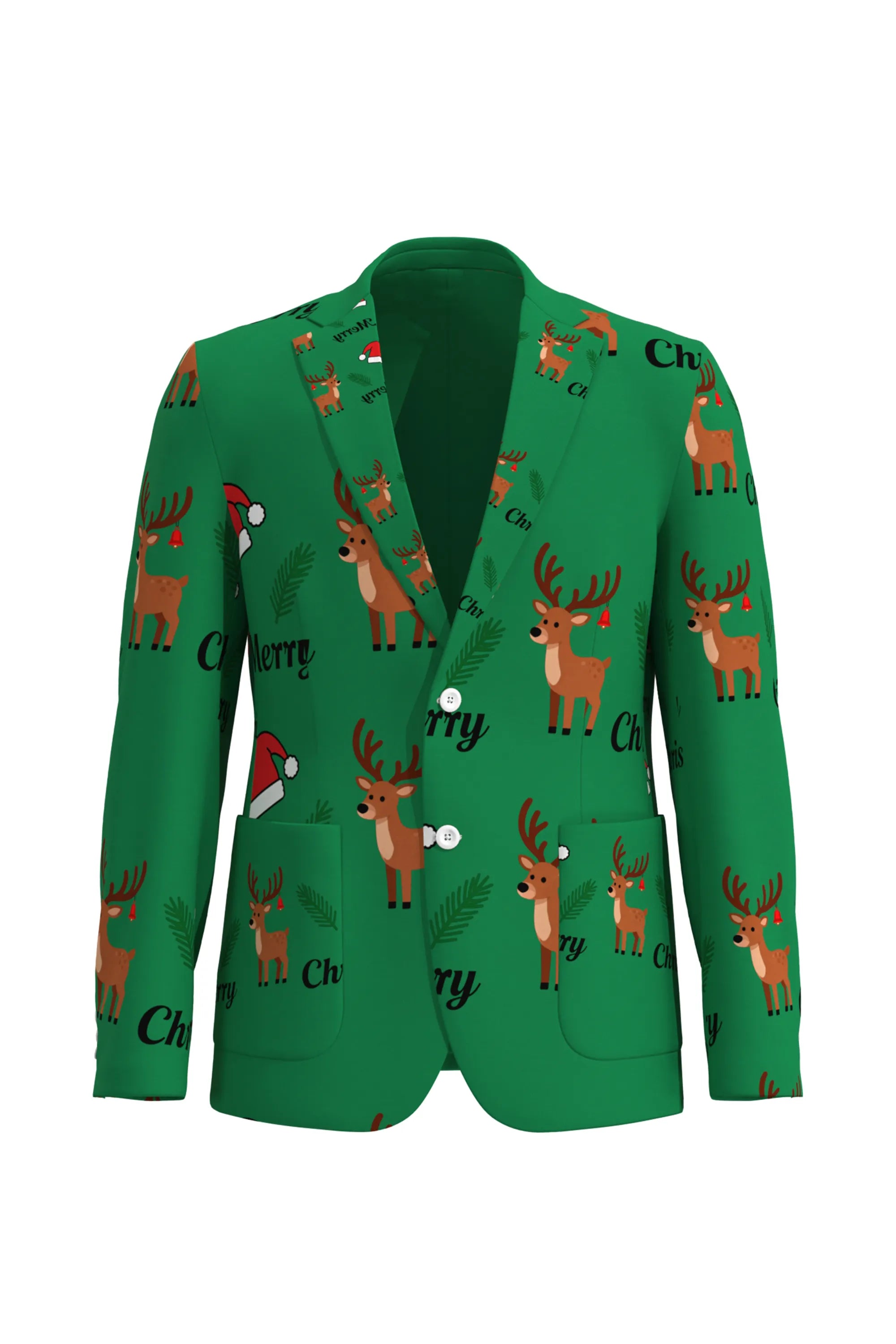 Men's Deer Animal Christmas Eve Party 2 Piece Suit