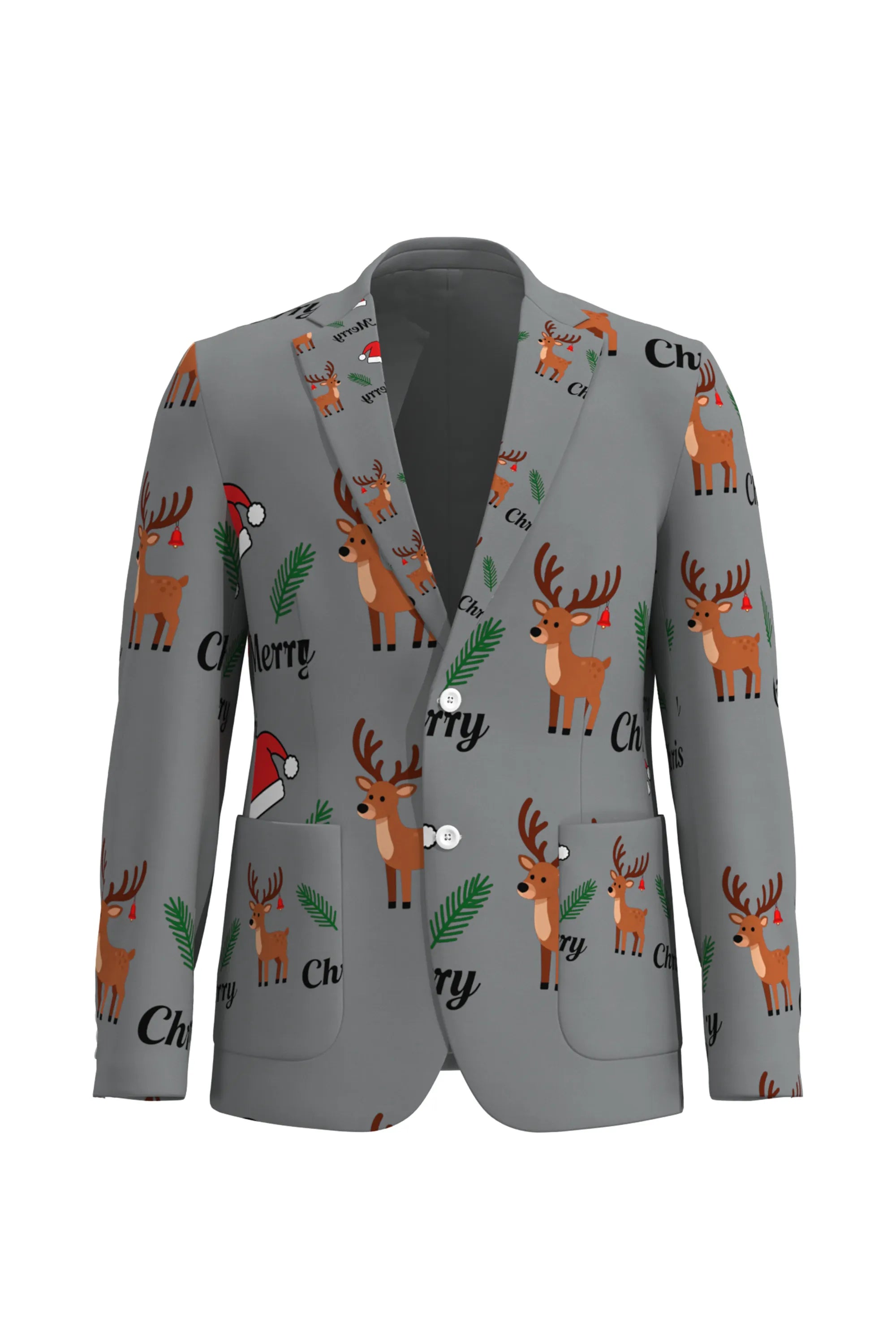 Men's Deer Animal Christmas Eve Party 2 Piece Suit