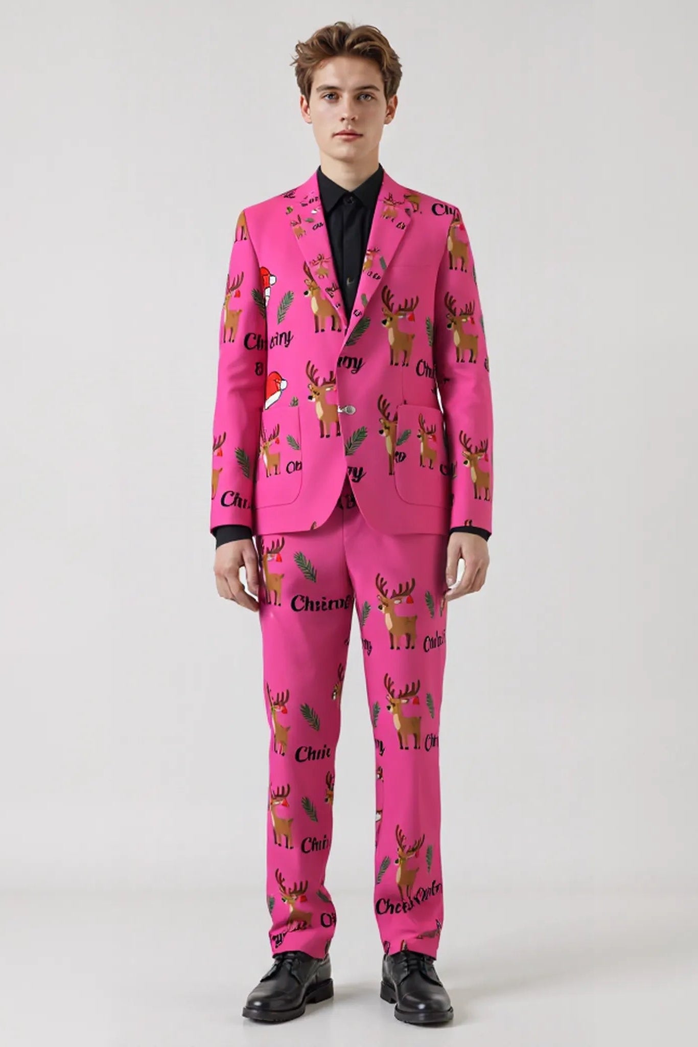 Men's Deer Animal Christmas Eve Party 2 Piece Suit