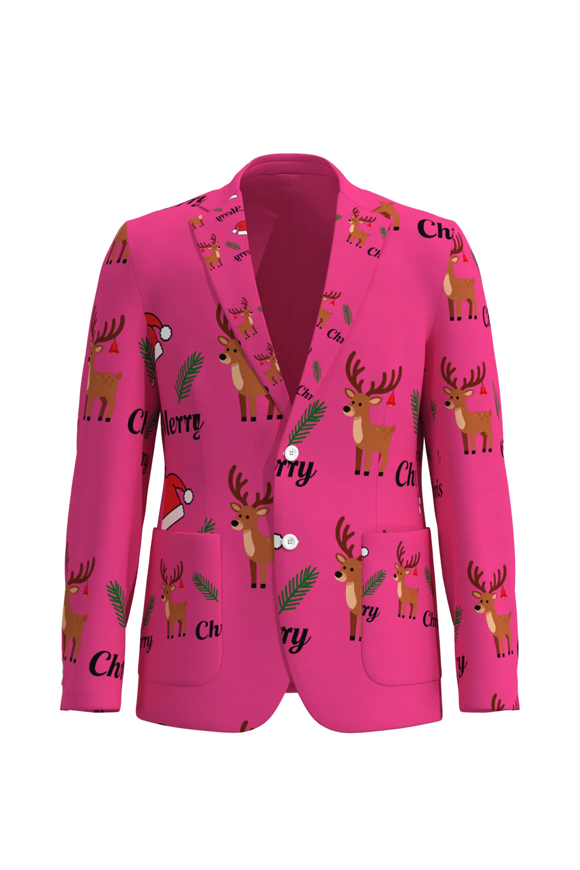 Men's Deer Animal Christmas Eve Party 2 Piece Suit