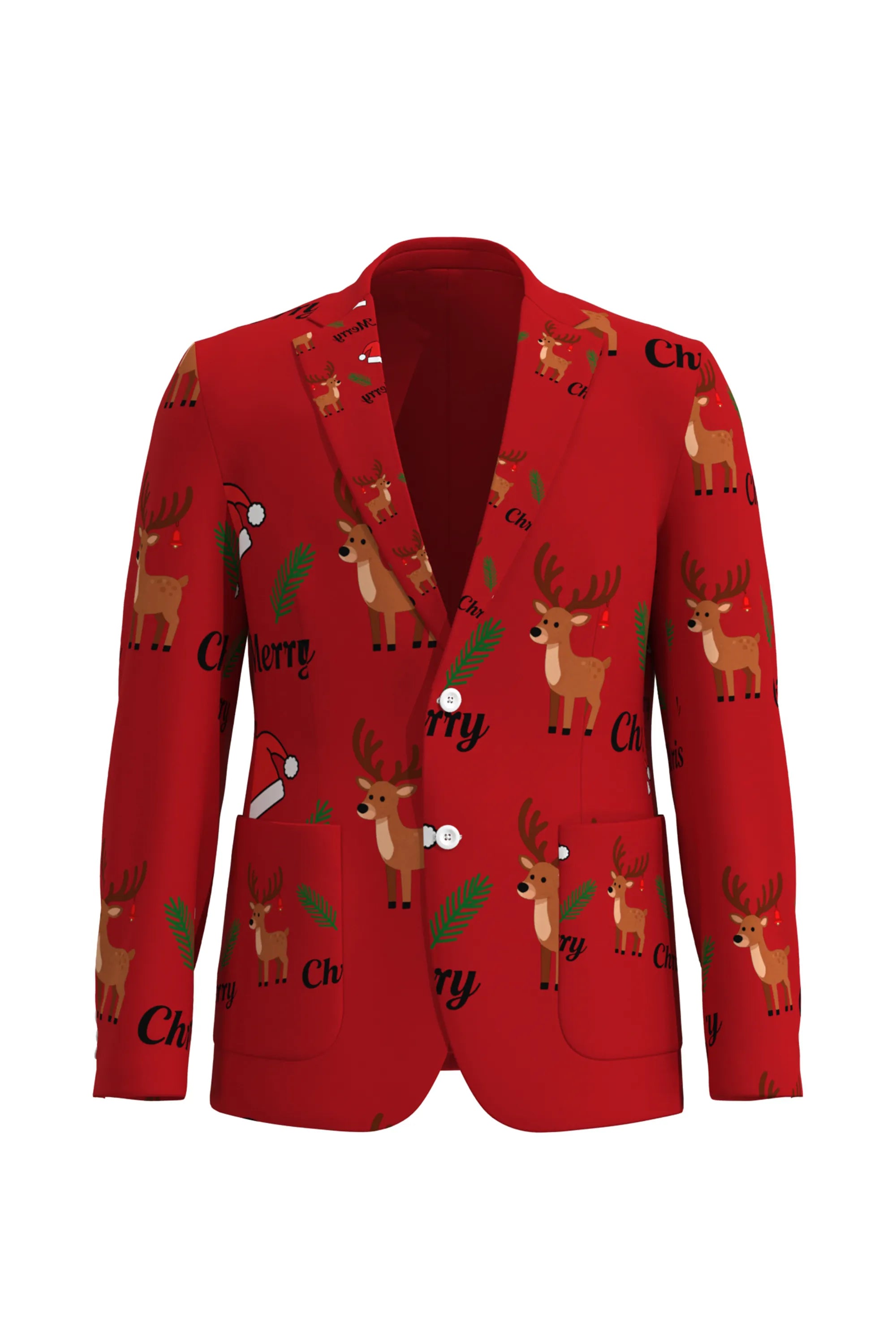 Men's Deer Animal Christmas Eve Party 2 Piece Suit
