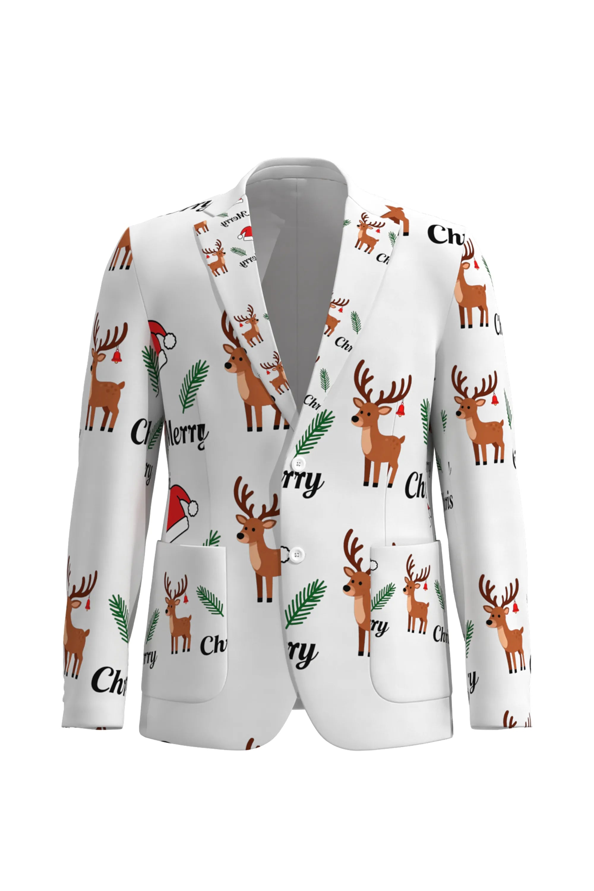Men's Deer Animal Christmas Eve Party 2 Piece Suit