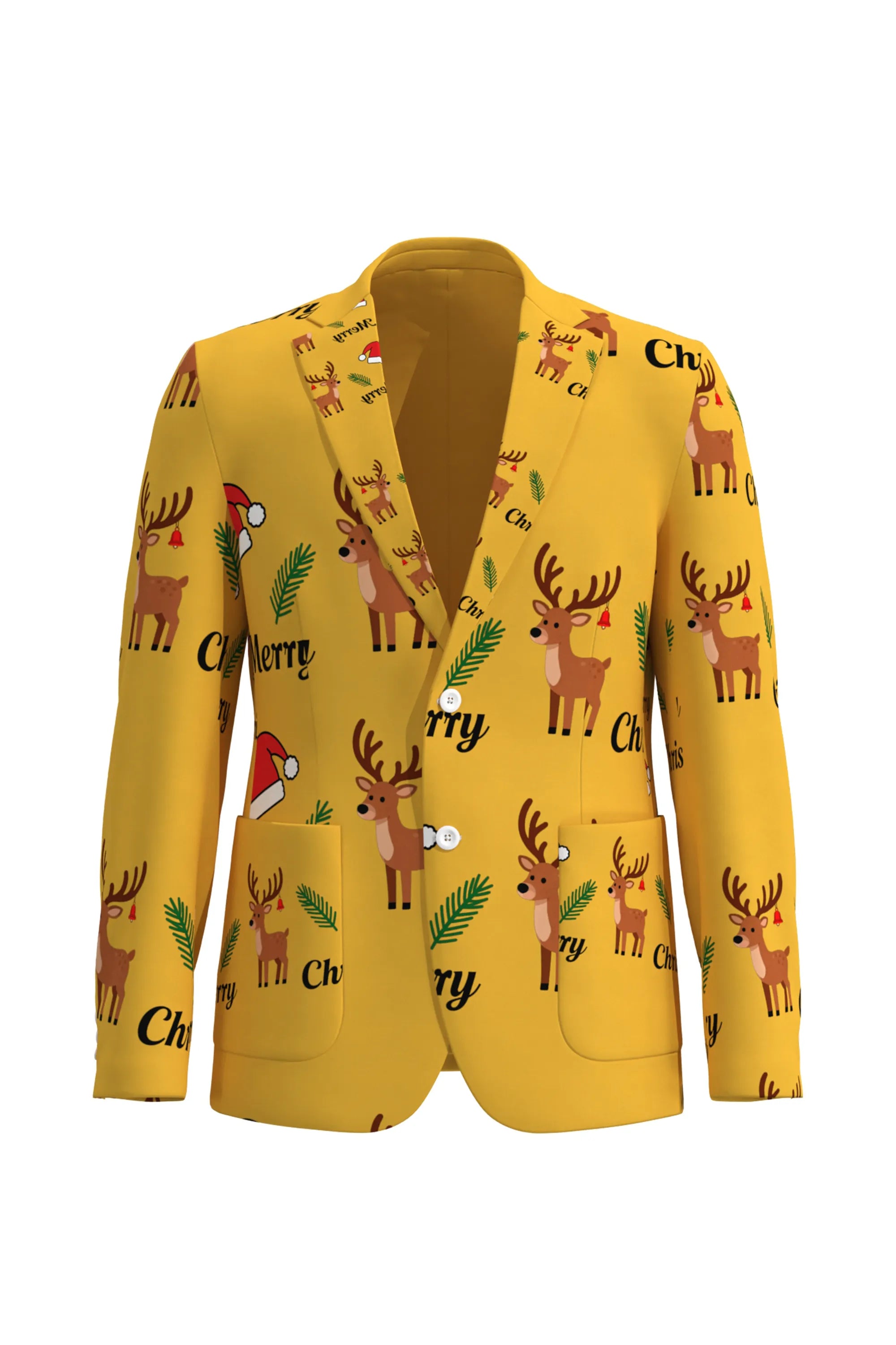 Men's Deer Animal Christmas Eve Party 2 Piece Suit