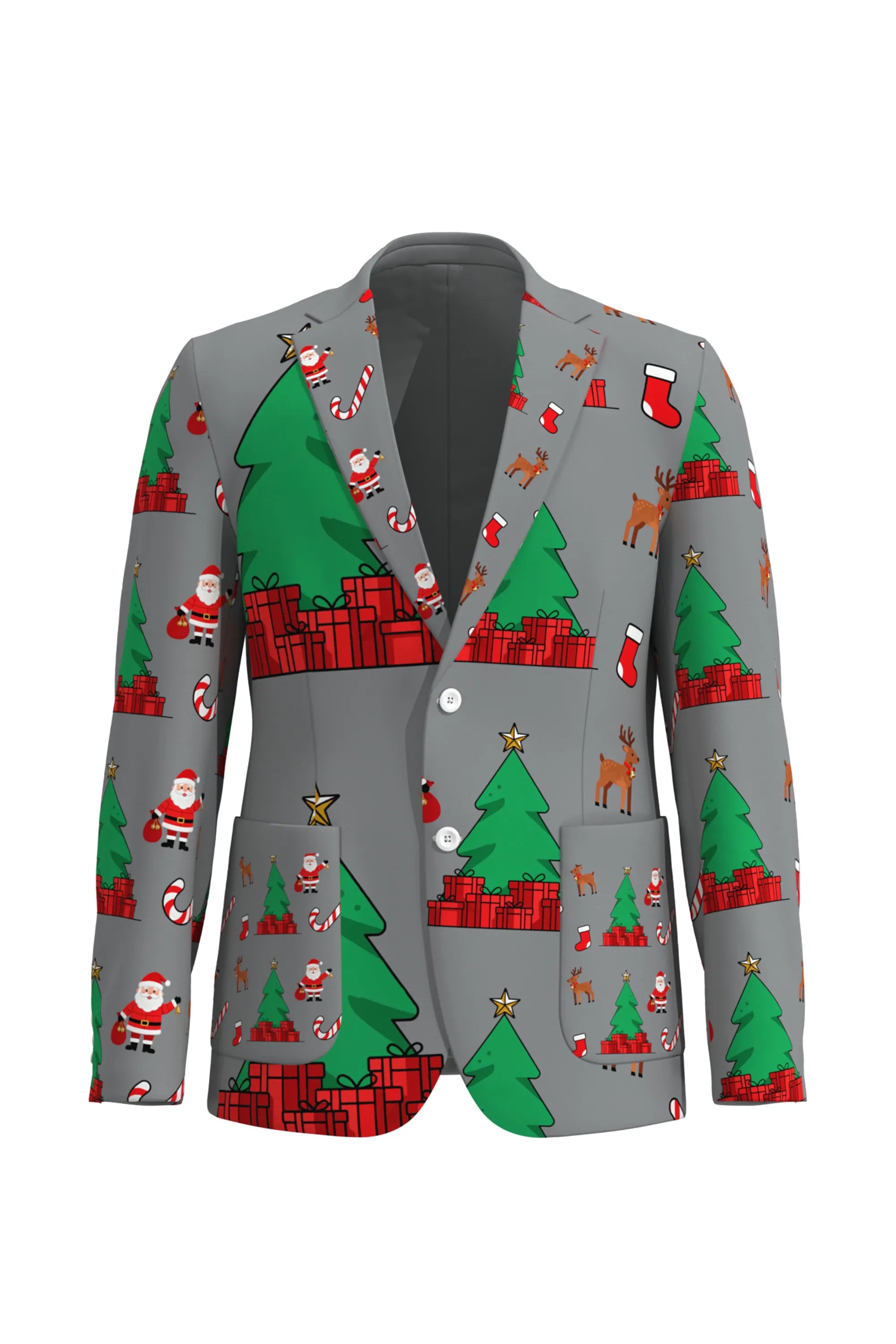 Men's Trees Pattern Christmas Eve Party 2 Piece Suit