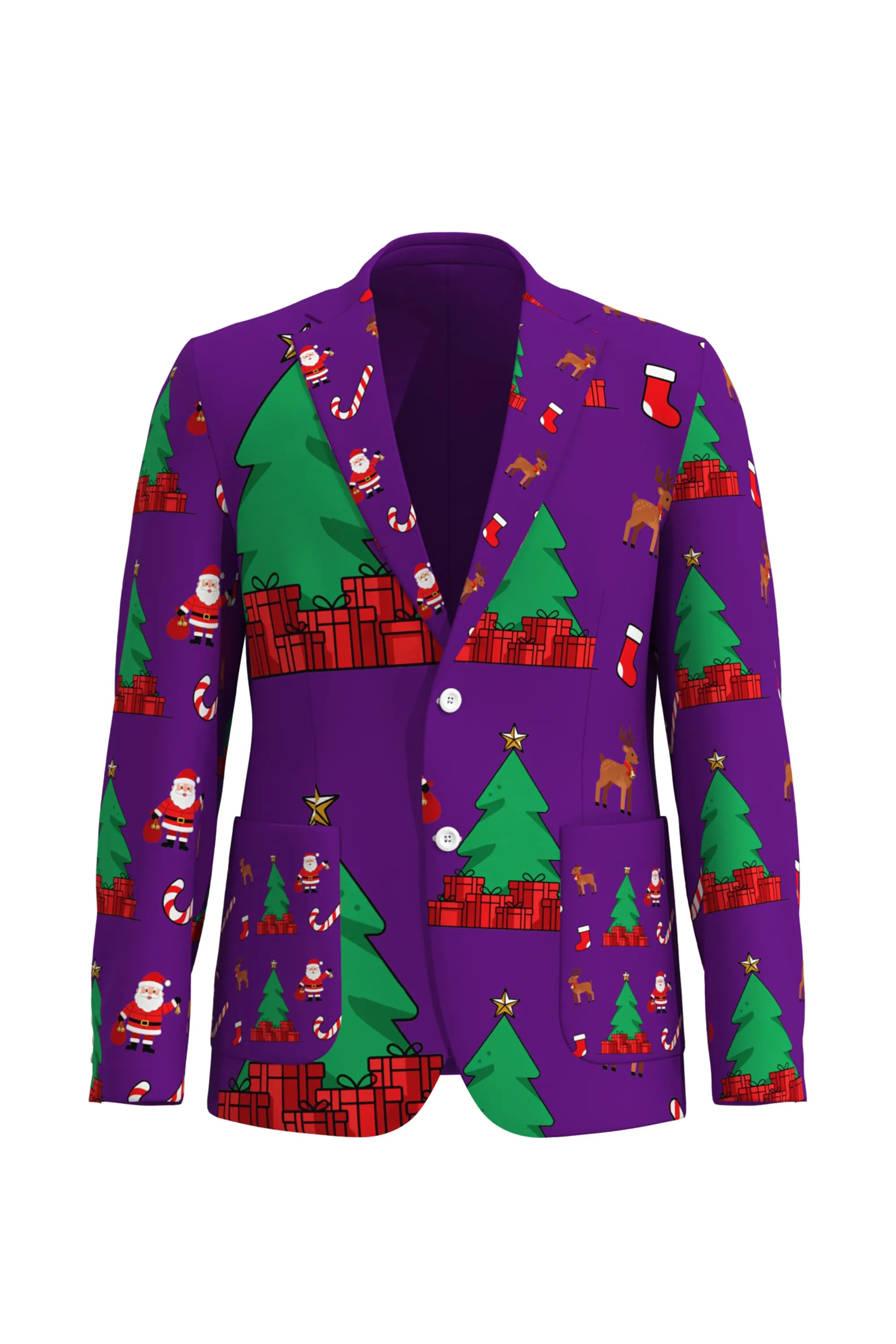Men's Trees Pattern Christmas Eve Party 2 Piece Suit