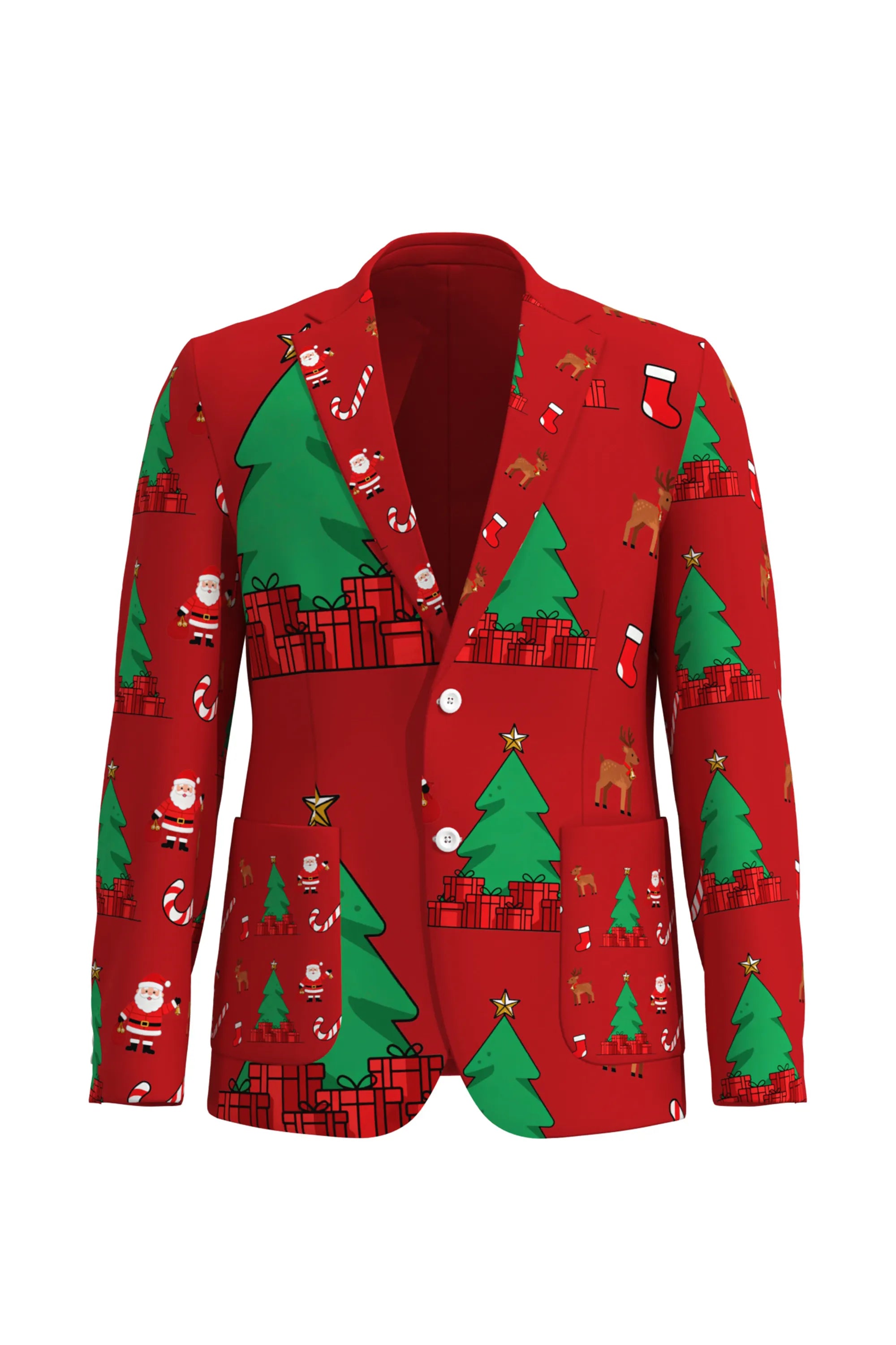 Men's Trees Pattern Christmas Eve Party 2 Piece Suit