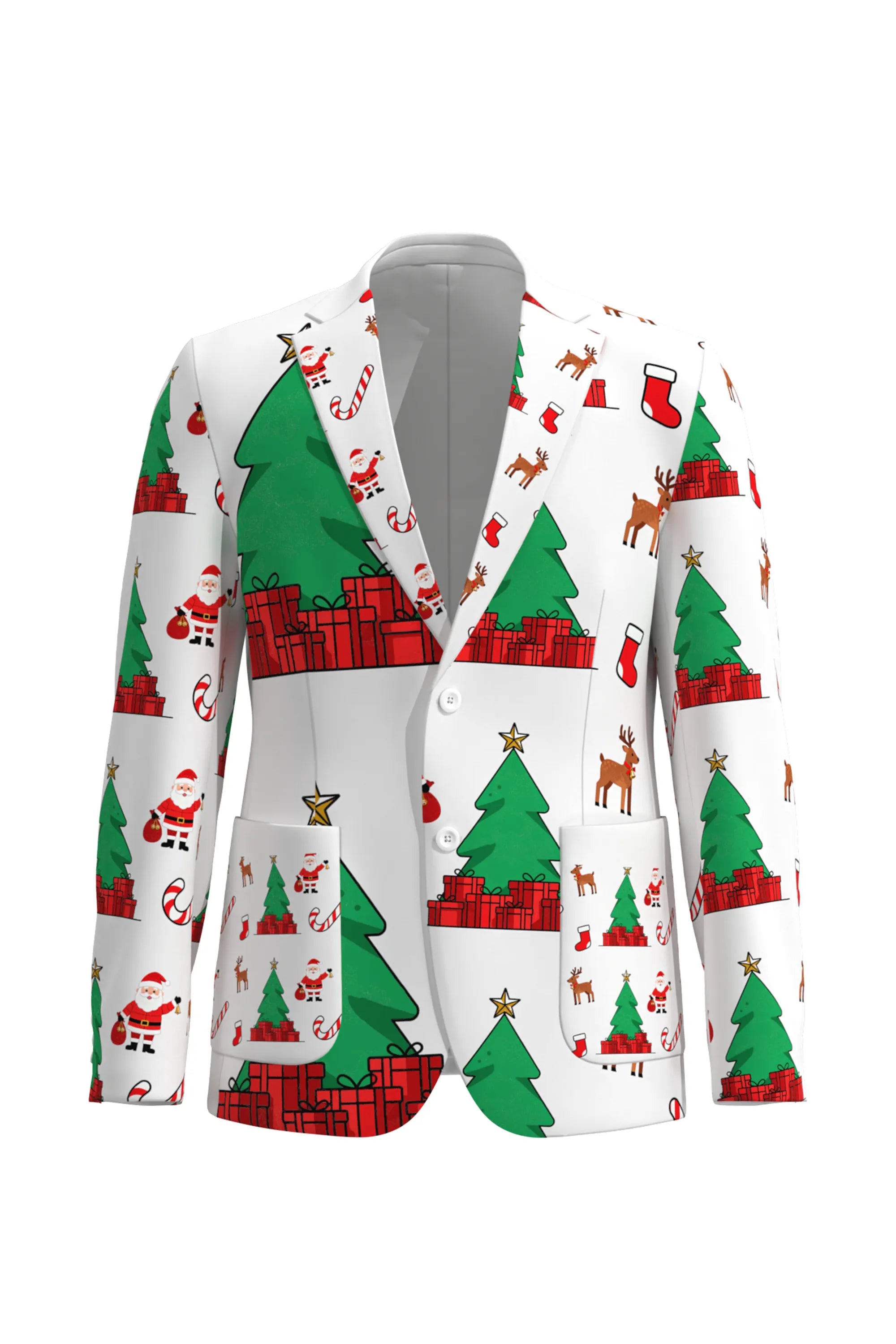 Men's Trees Pattern Christmas Eve Party 2 Piece Suit