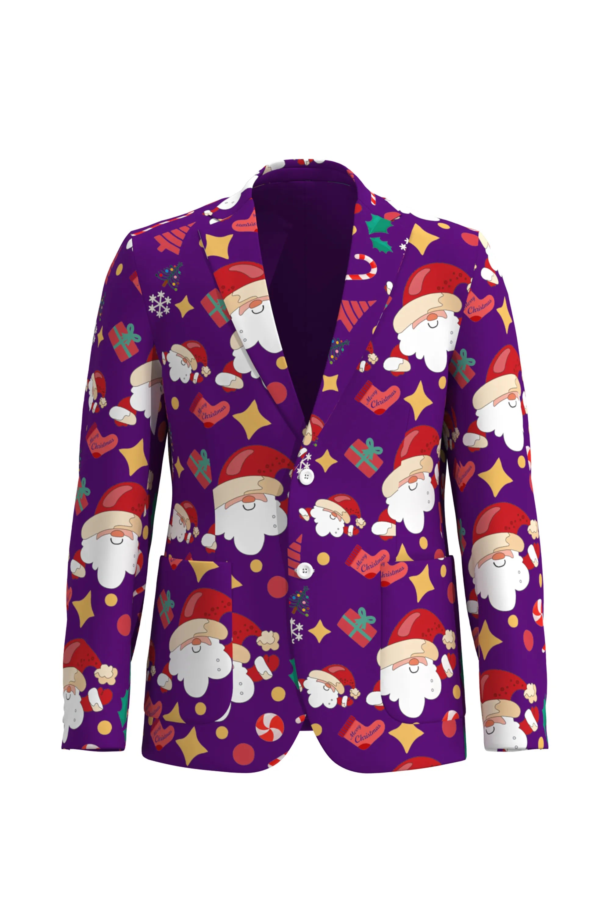 Men's Funny Pattern Christmas Eve Party 2 Piece Suit