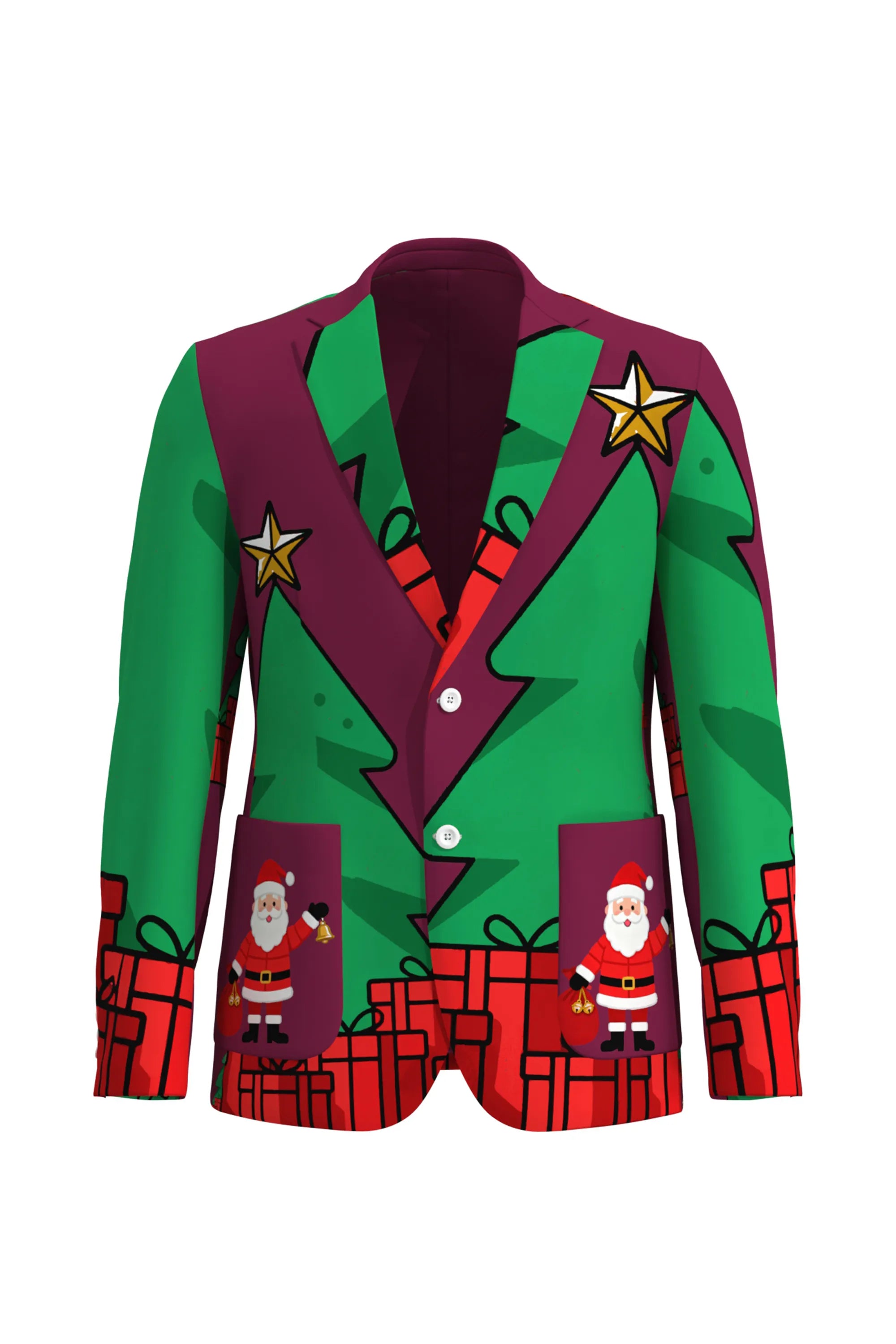 Men's Stars Santa Claus Christmas Eve Party 2 Piece Suit