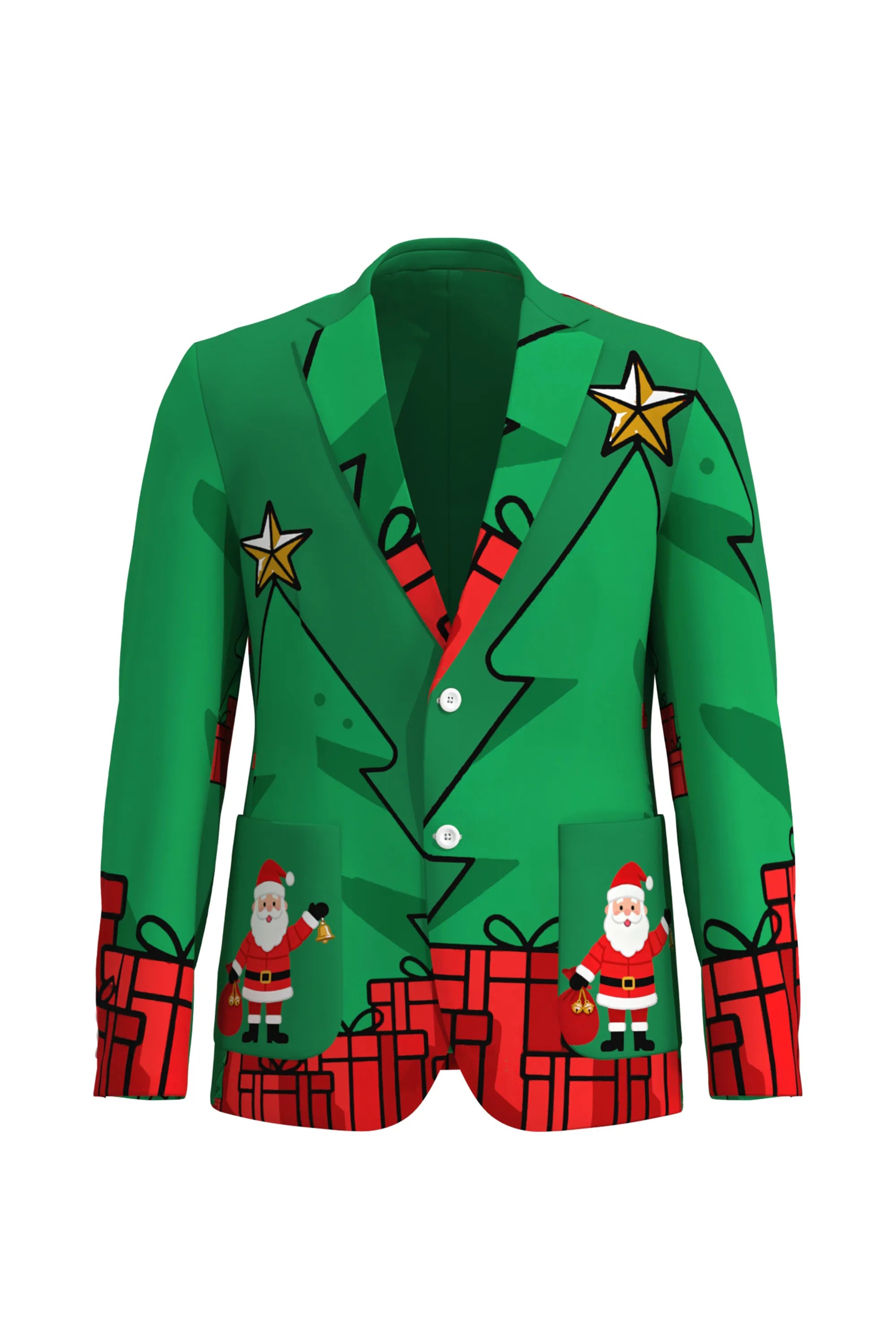 Men's Stars Santa Claus Christmas Eve Party 2 Piece Suit