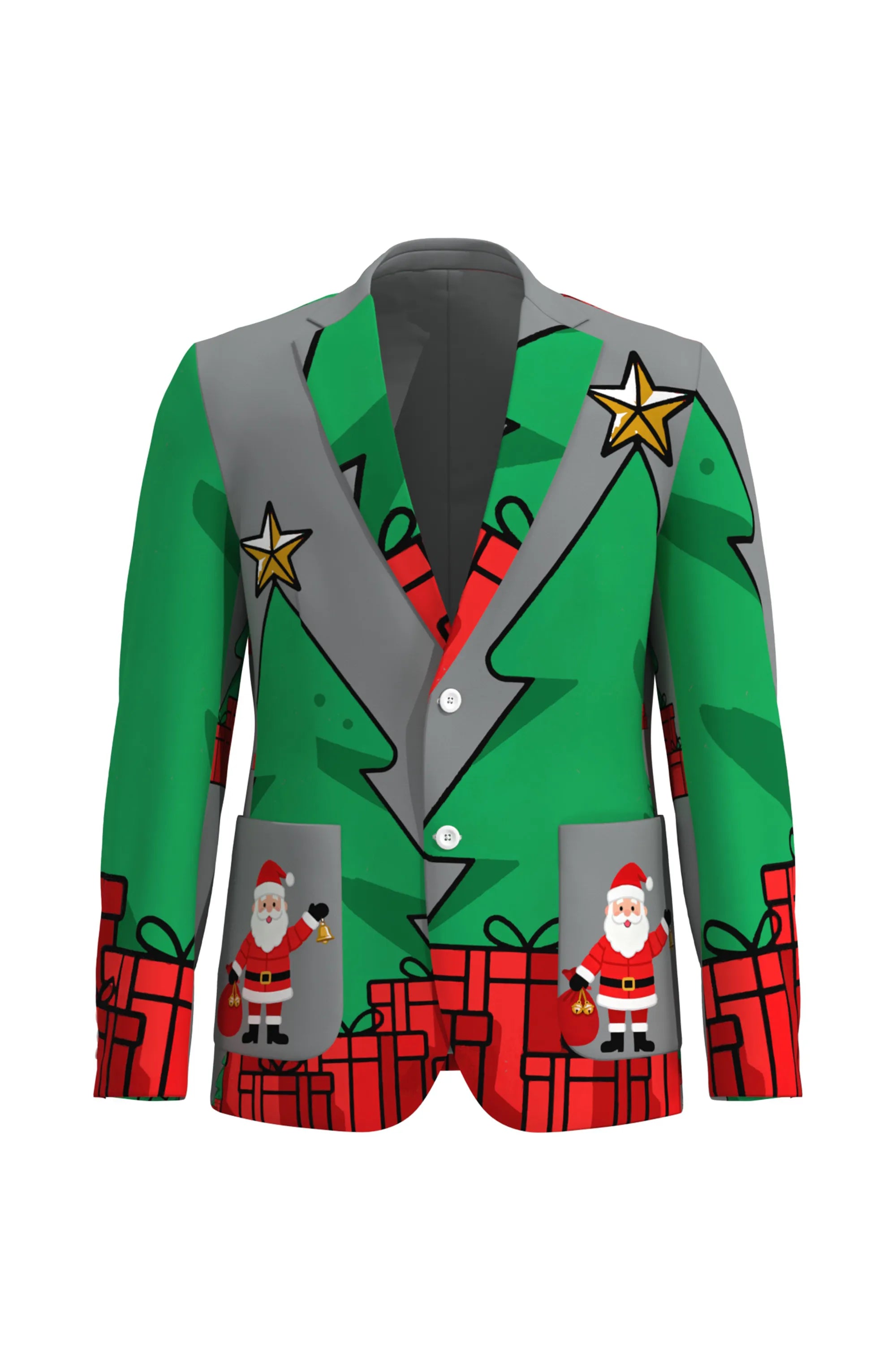 Men's Stars Santa Claus Christmas Eve Party 2 Piece Suit