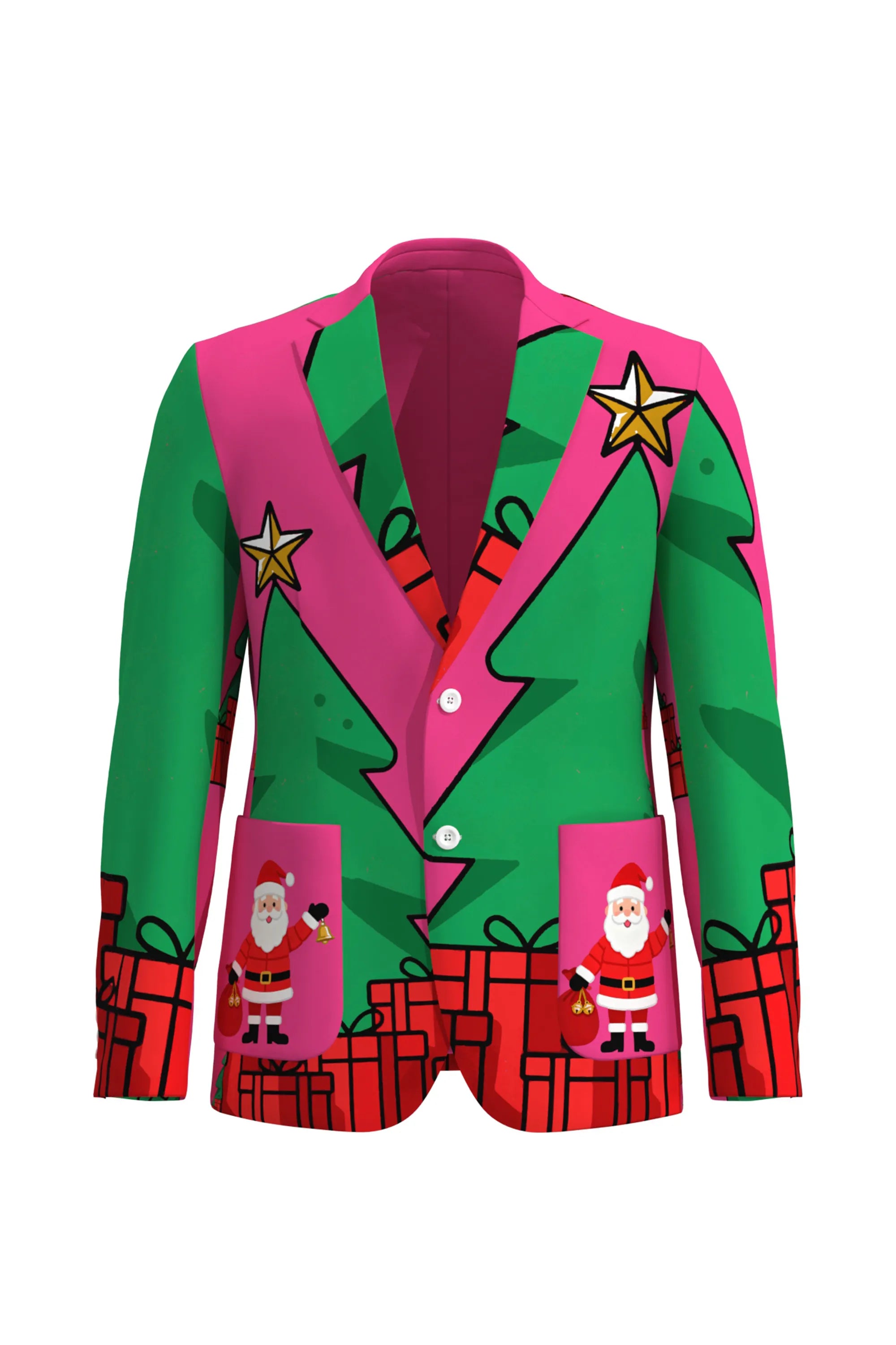 Men's Stars Santa Claus Christmas Eve Party 2 Piece Suit
