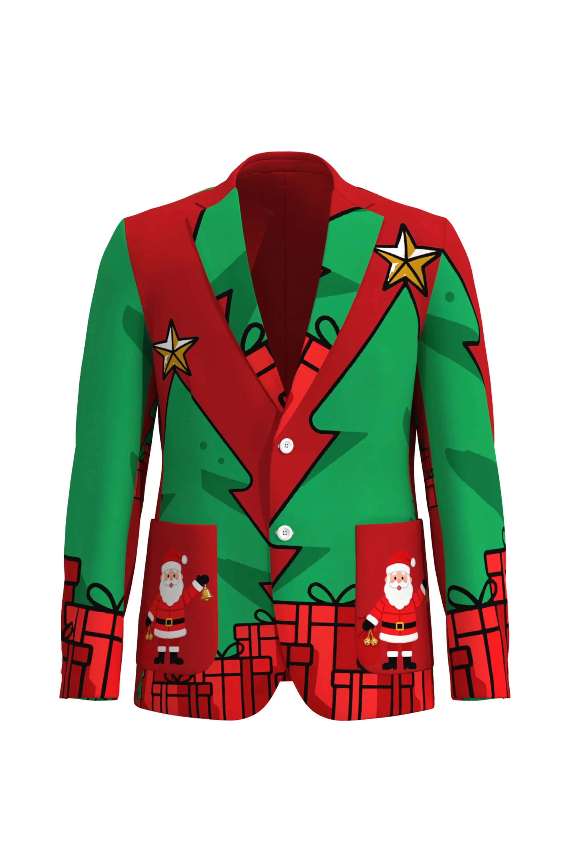 Men's Stars Santa Claus Christmas Eve Party 2 Piece Suit