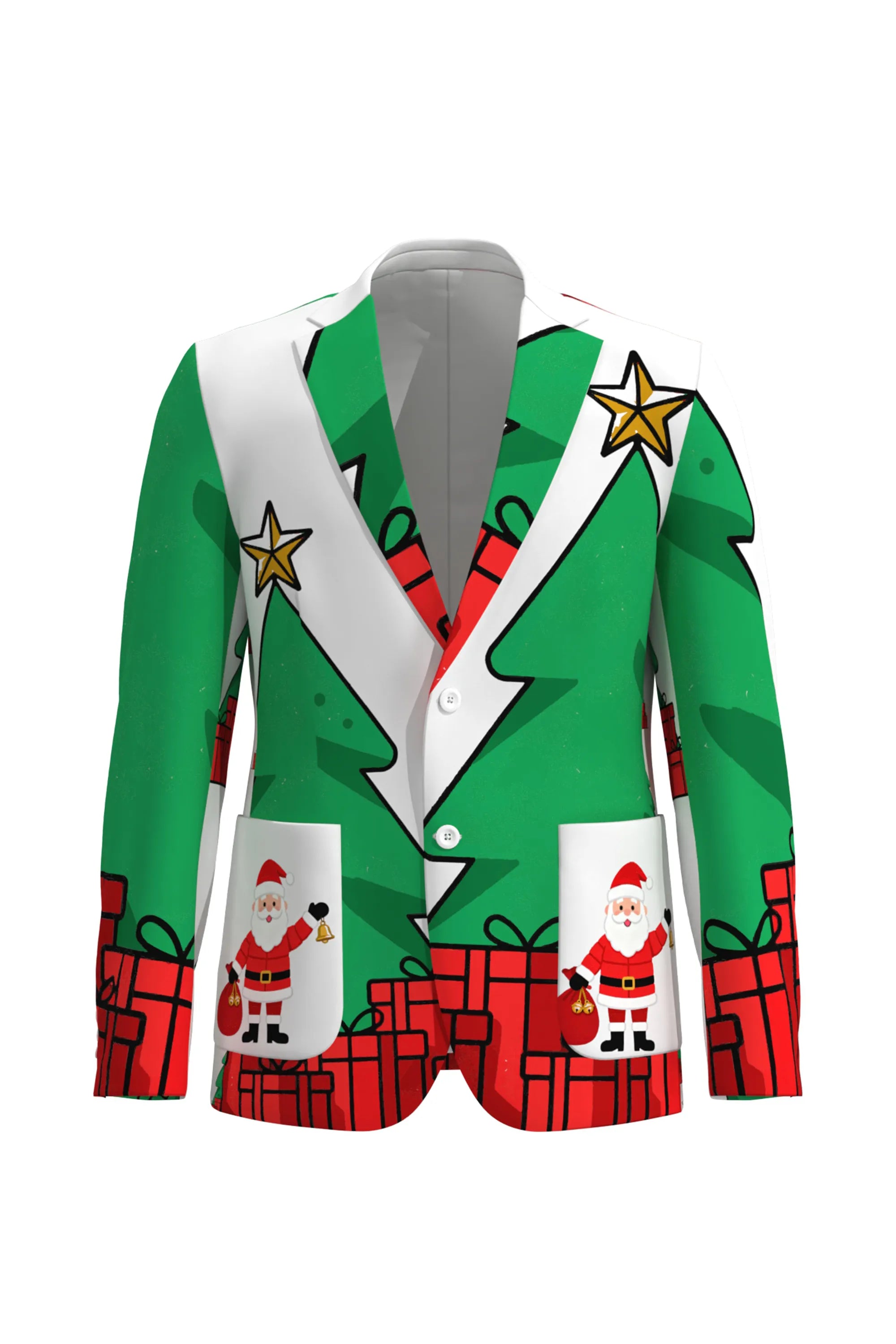 Men's Stars Santa Claus Christmas Eve Party 2 Piece Suit