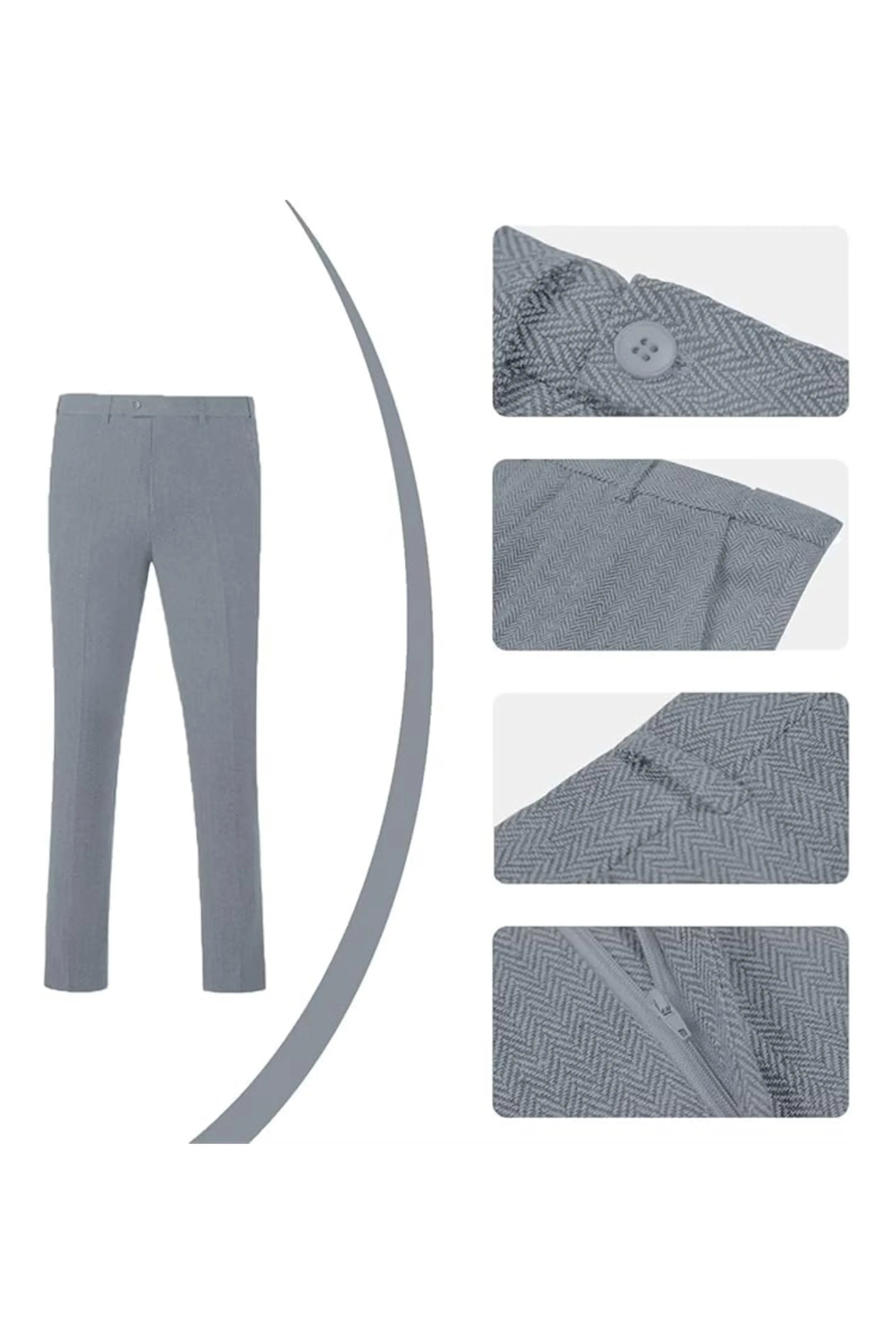 Men's Retro Slim Fit Herringbone 3 Piece Siut - Upgraded Version