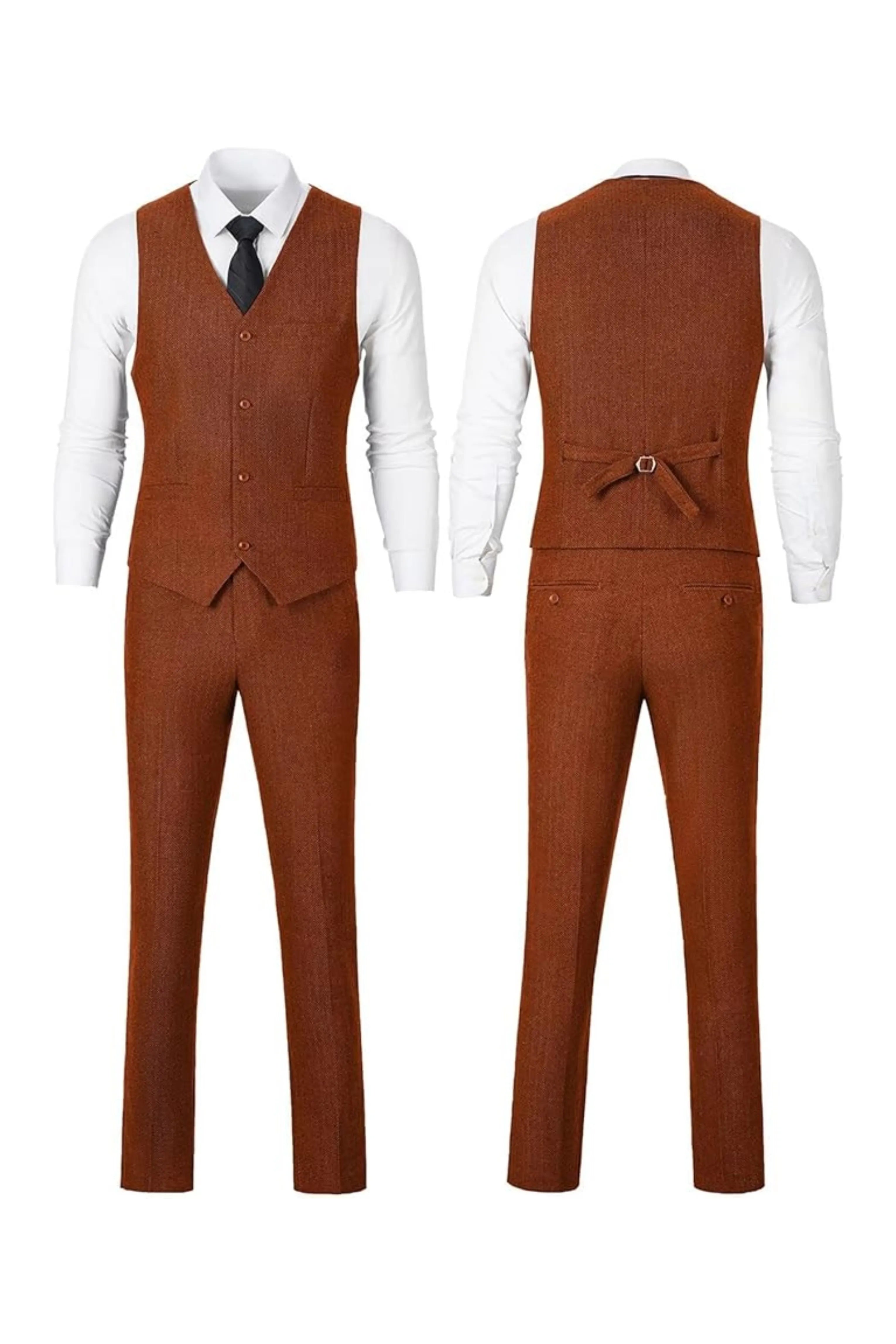 Men's Retro Slim Fit Herringbone 3 Piece Siut - Upgraded Version