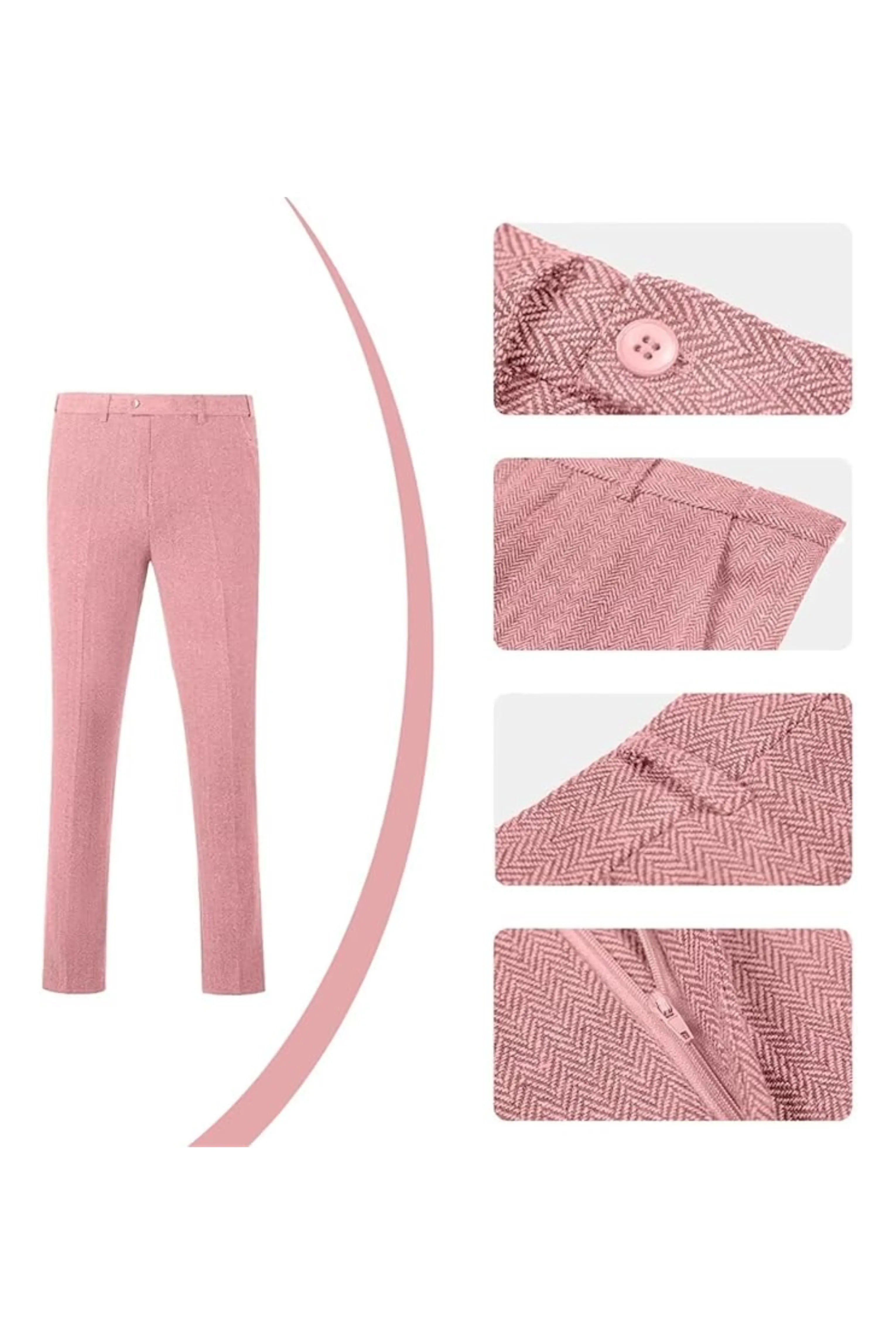 Men's Retro Slim Fit Herringbone 3 Piece Siut - Upgraded Version