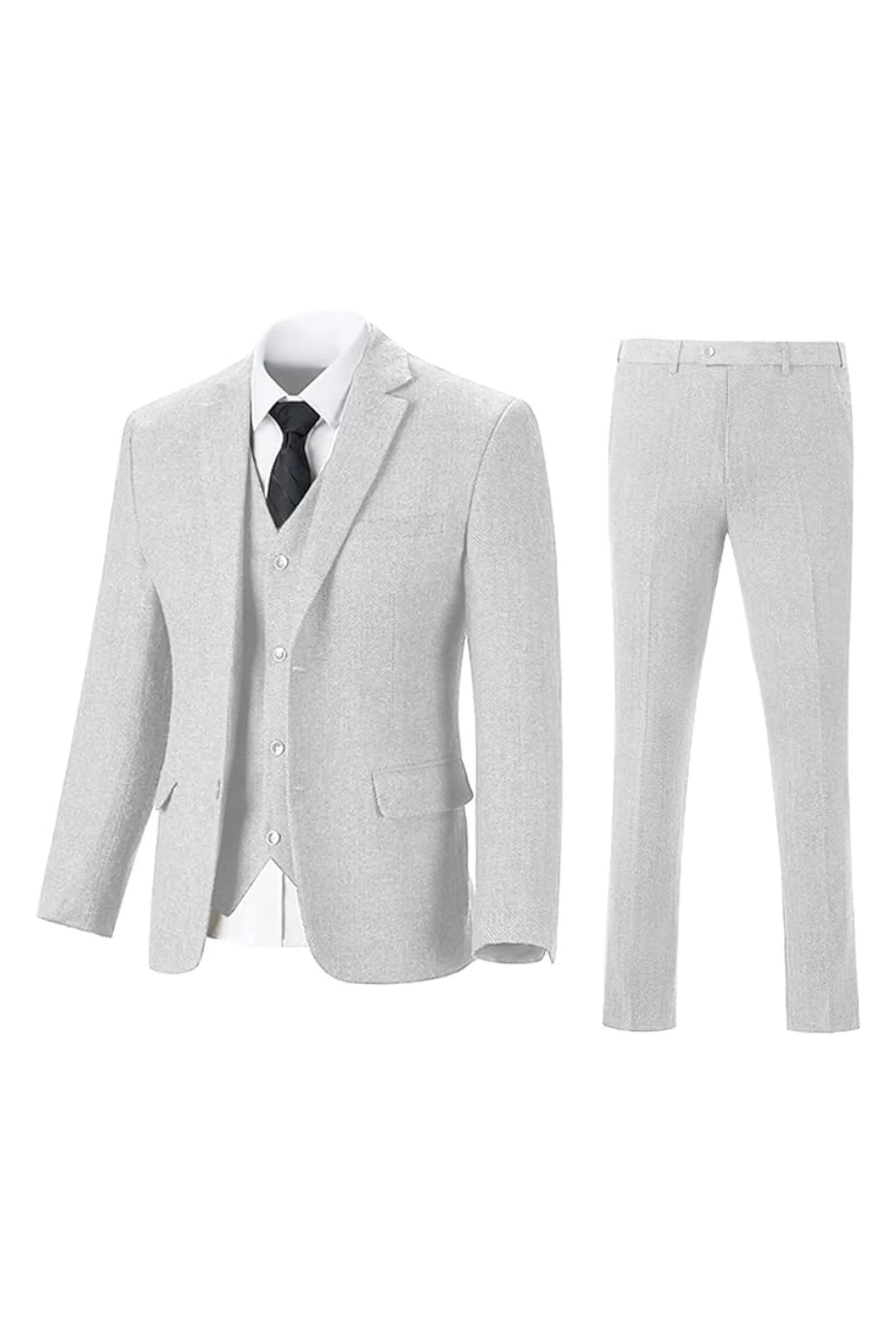 Men's Retro Slim Fit Herringbone 3 Piece Siut - Upgraded Version