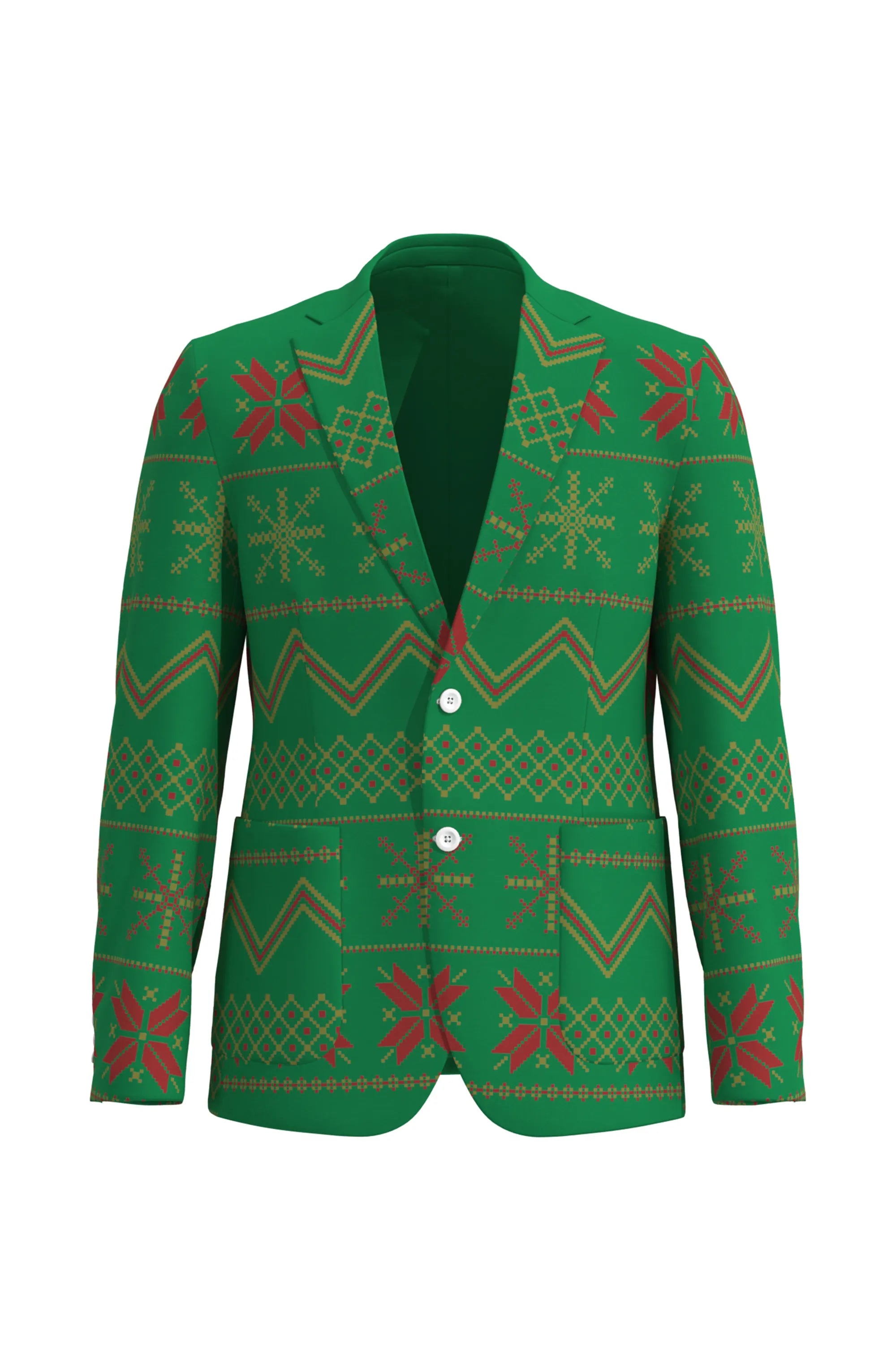 Men's Snowflake Christmas Eve Party 2 Piece Suit
