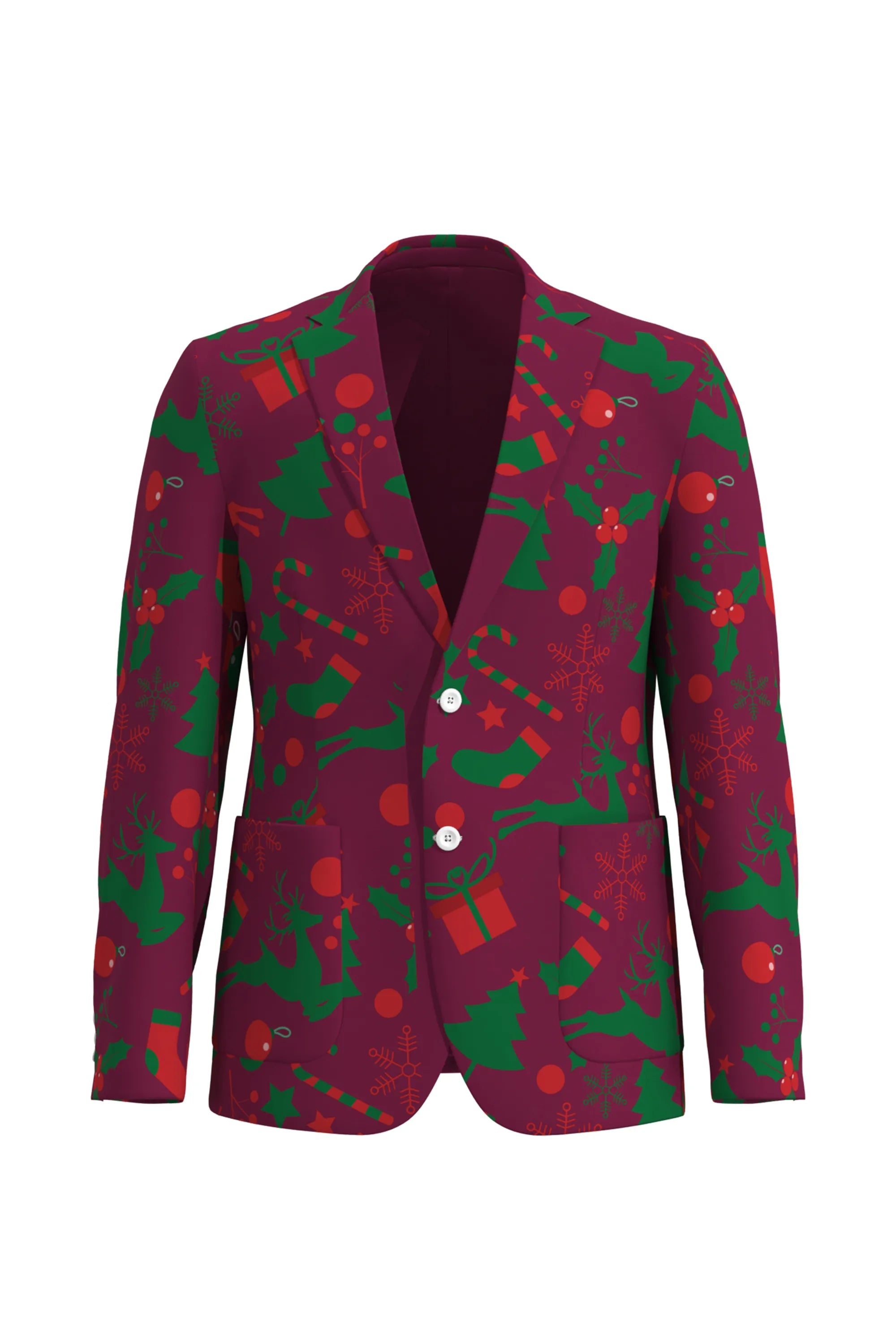 Men's Funny Pattern Christmas Eve Party 2 Piece Suit