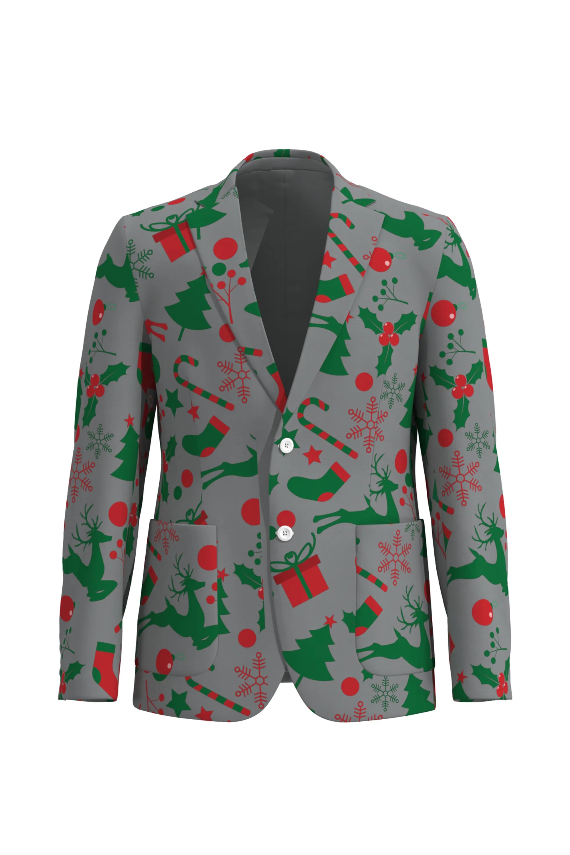 Men's Funny Pattern Christmas Eve Party 2 Piece Suit