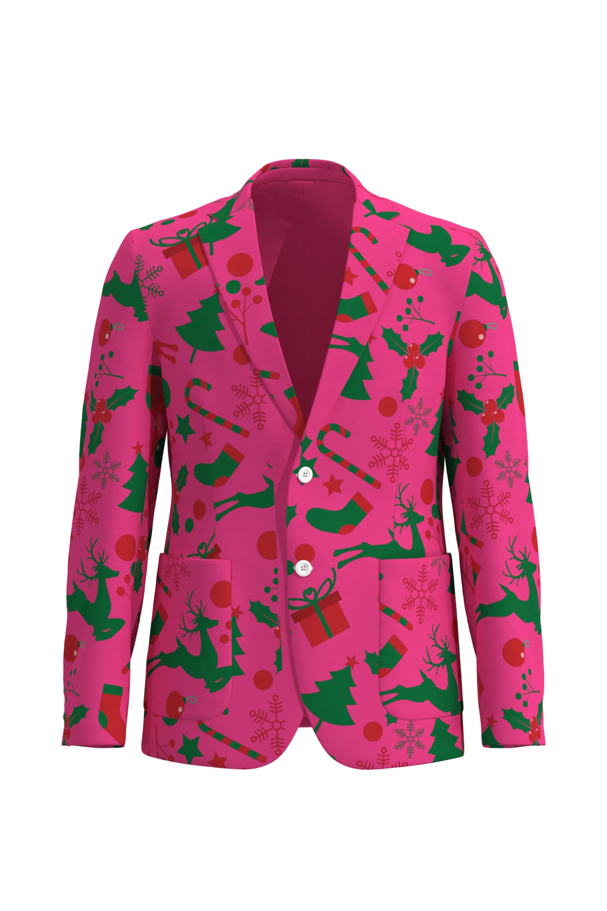 Men's Funny Pattern Christmas Eve Party 2 Piece Suit
