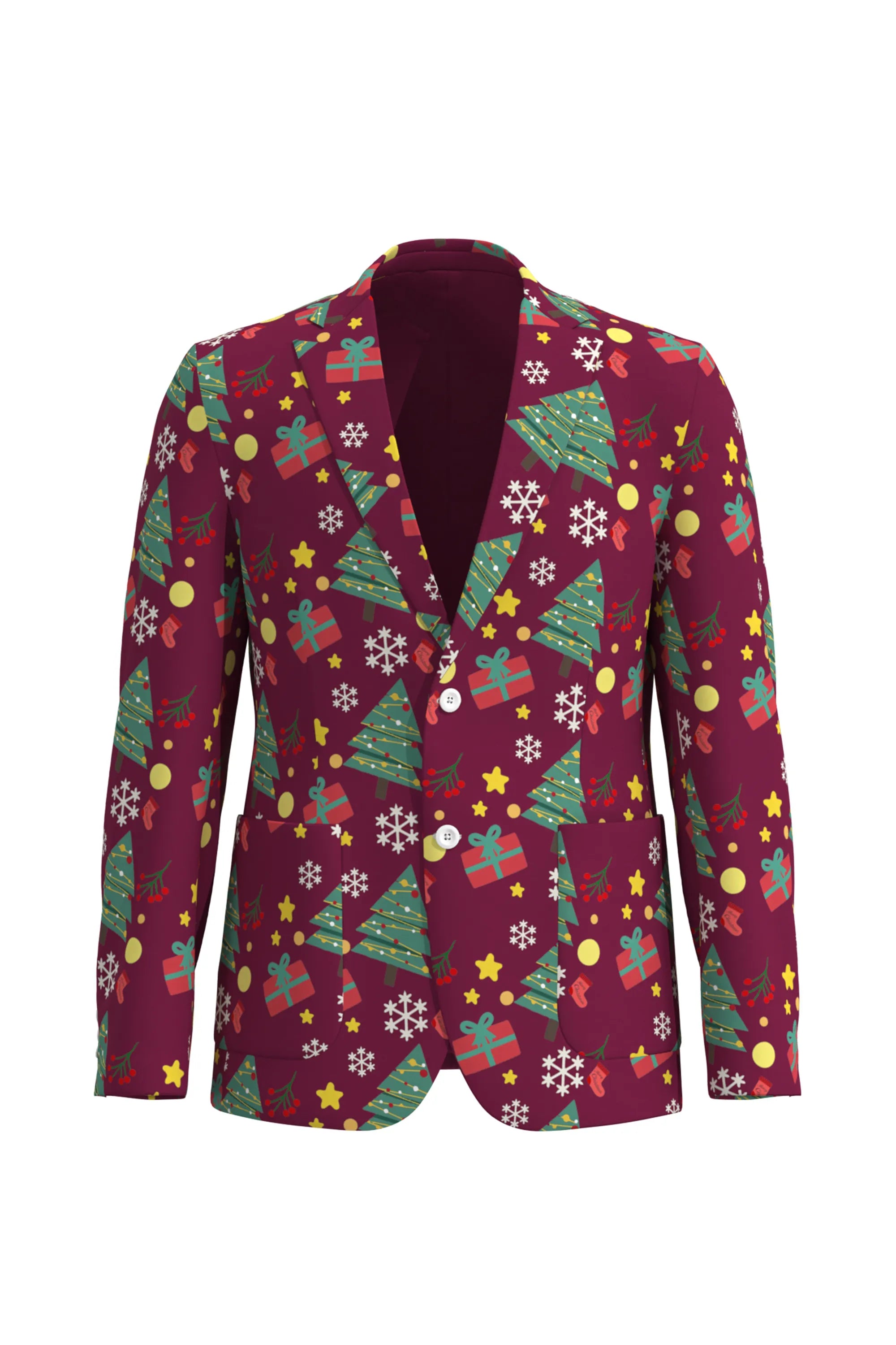Men's Snowflake Christmas Eve Party 2 Piece Suit