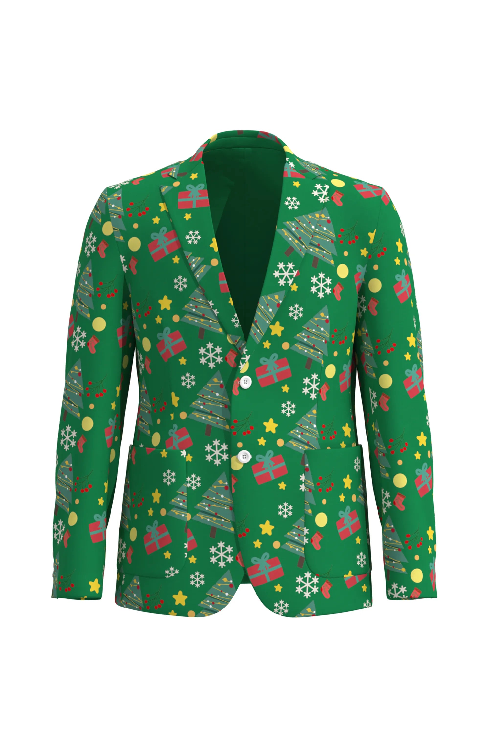 Men's Snowflake Christmas Eve Party 2 Piece Suit
