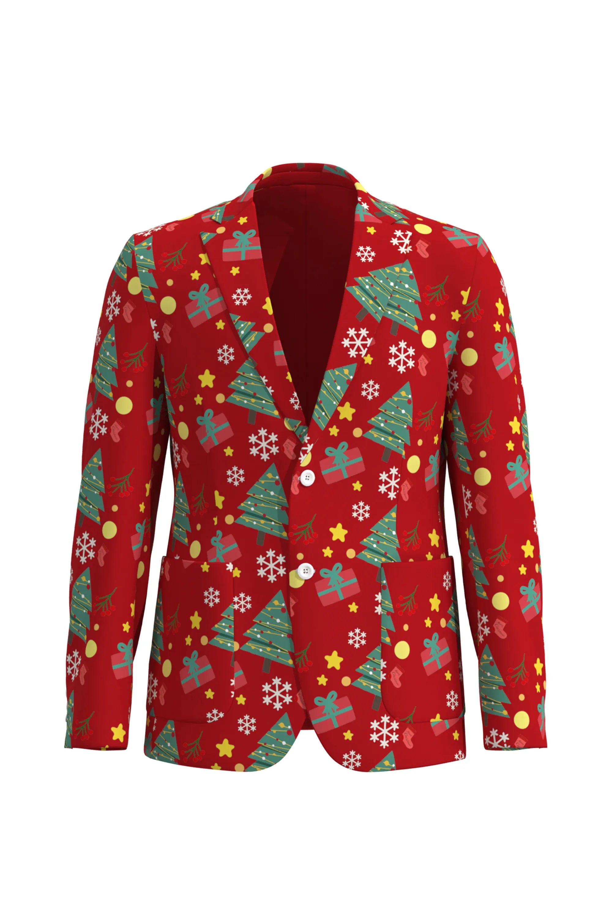 Men's Snowflake Christmas Eve Party 2 Piece Suit