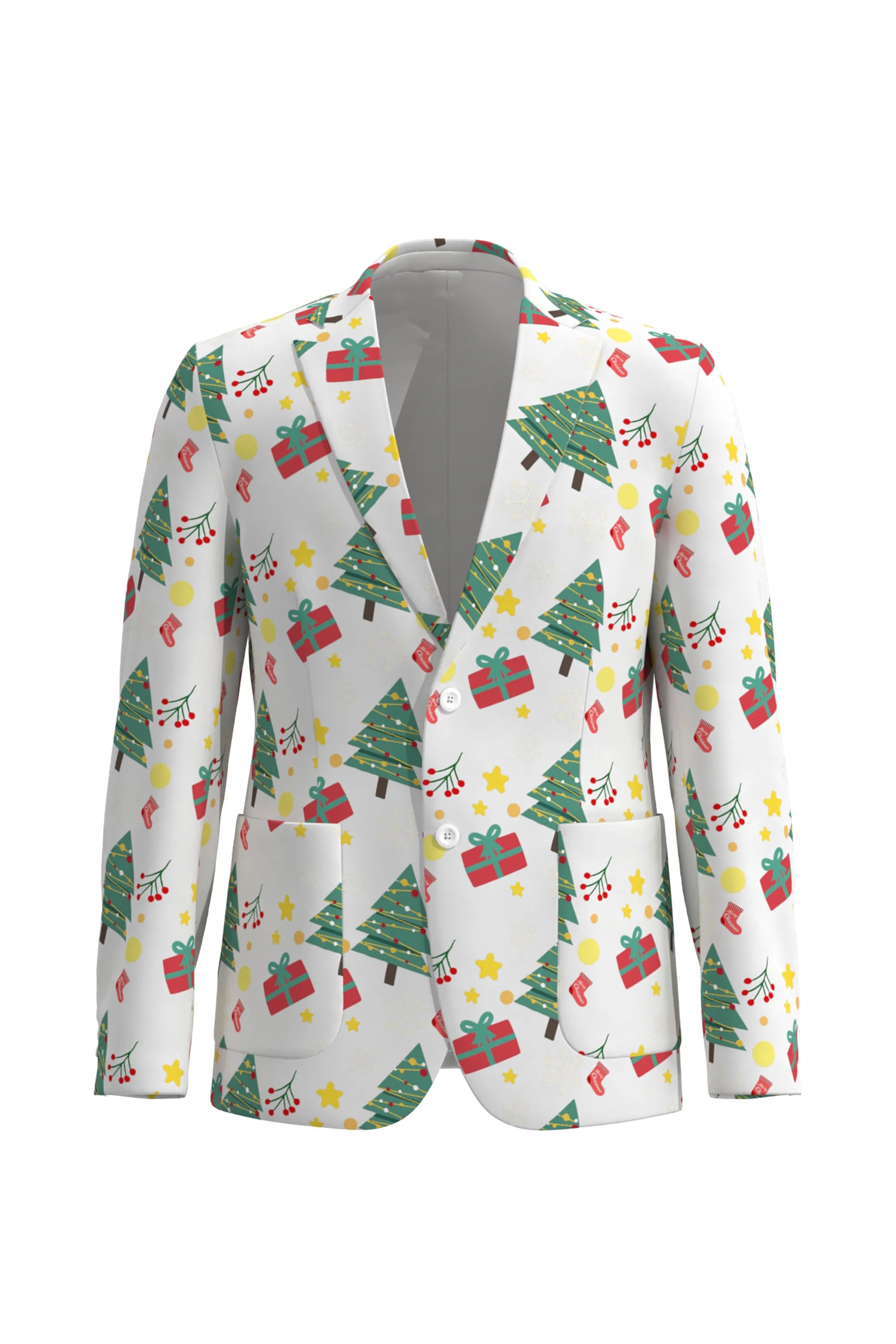 Men's Snowflake Christmas Eve Party 2 Piece Suit