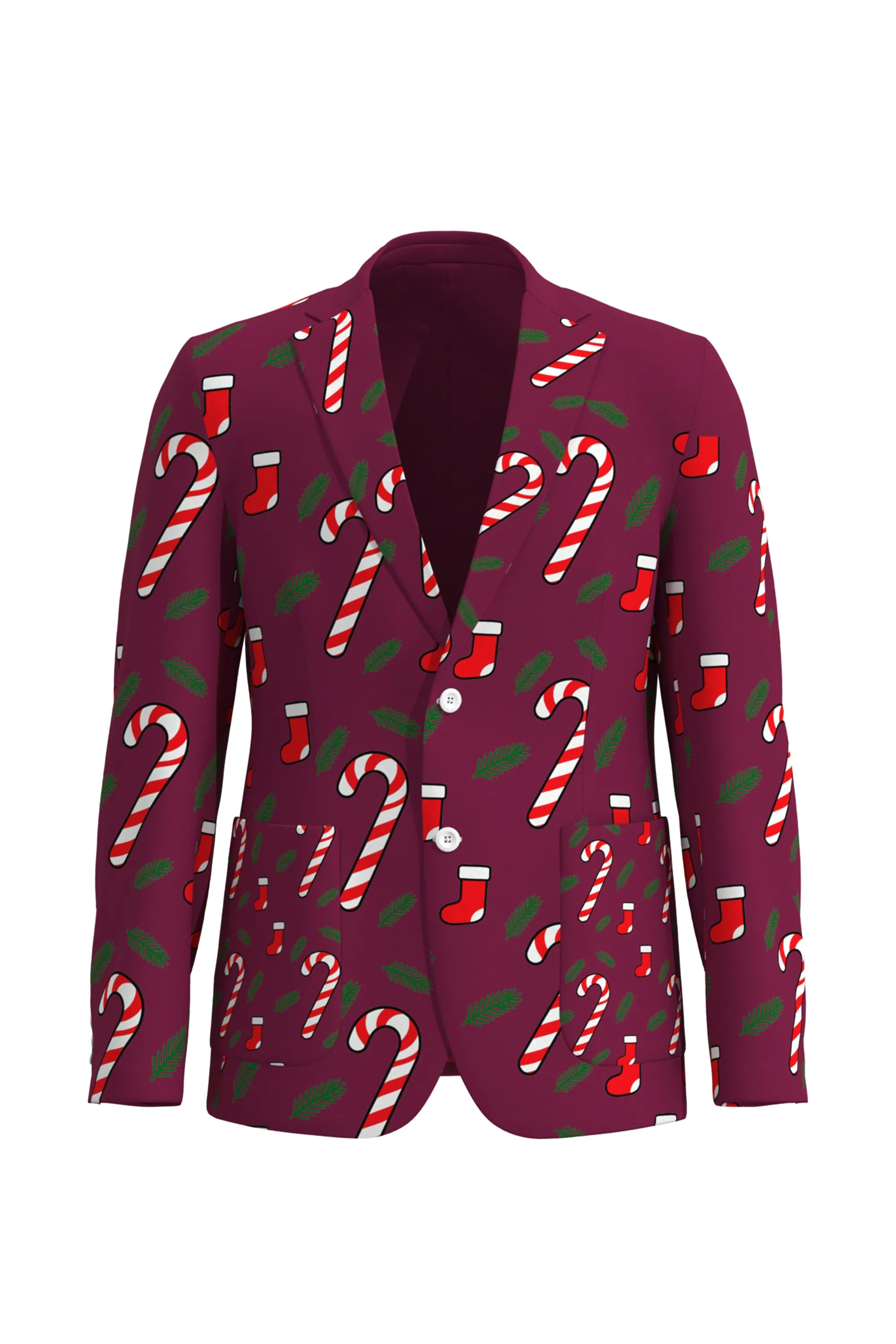 Men's Stockings Pattern Christmas Eve Party 2 Piece Suit