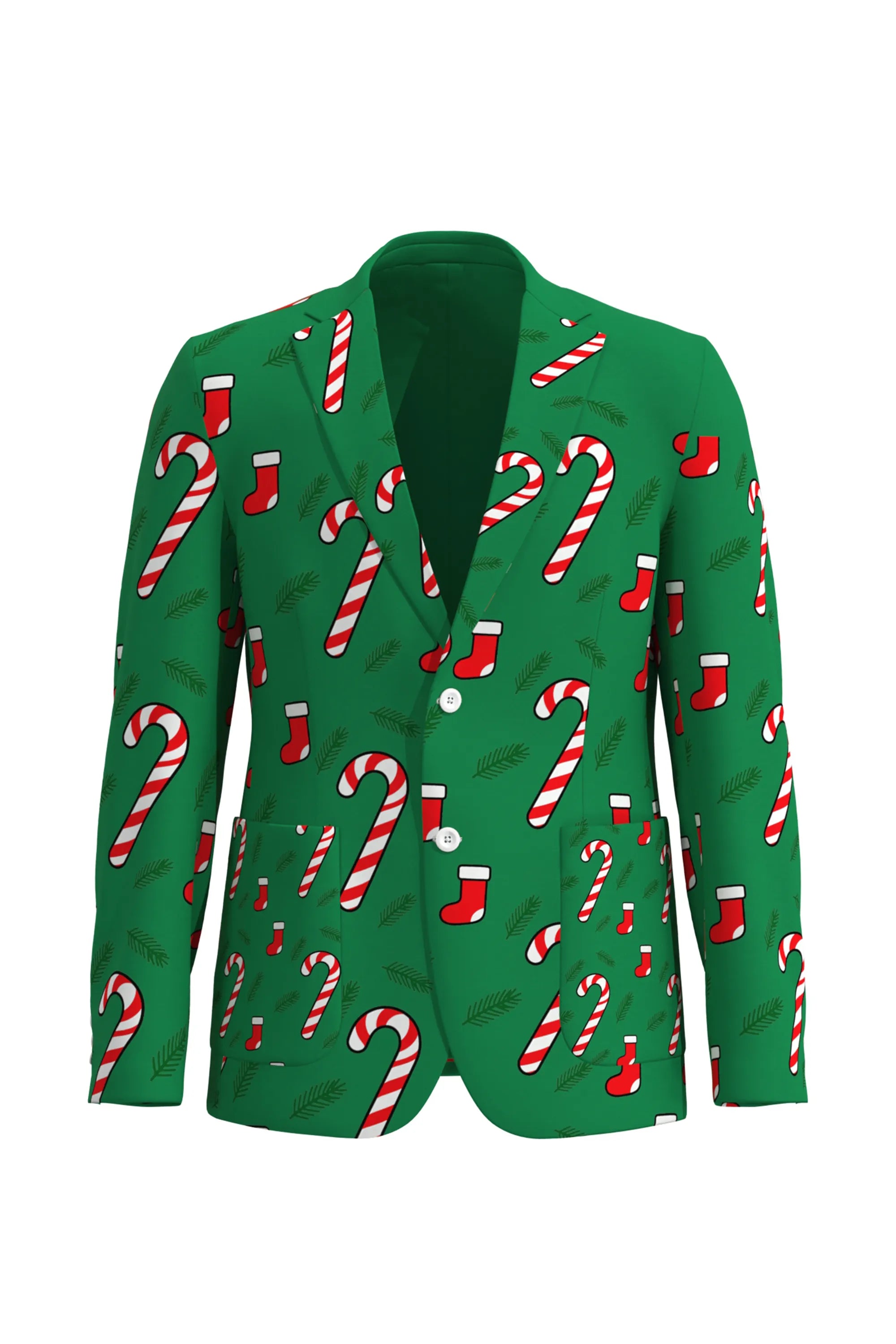 Men's Stockings Pattern Christmas Eve Party 2 Piece Suit