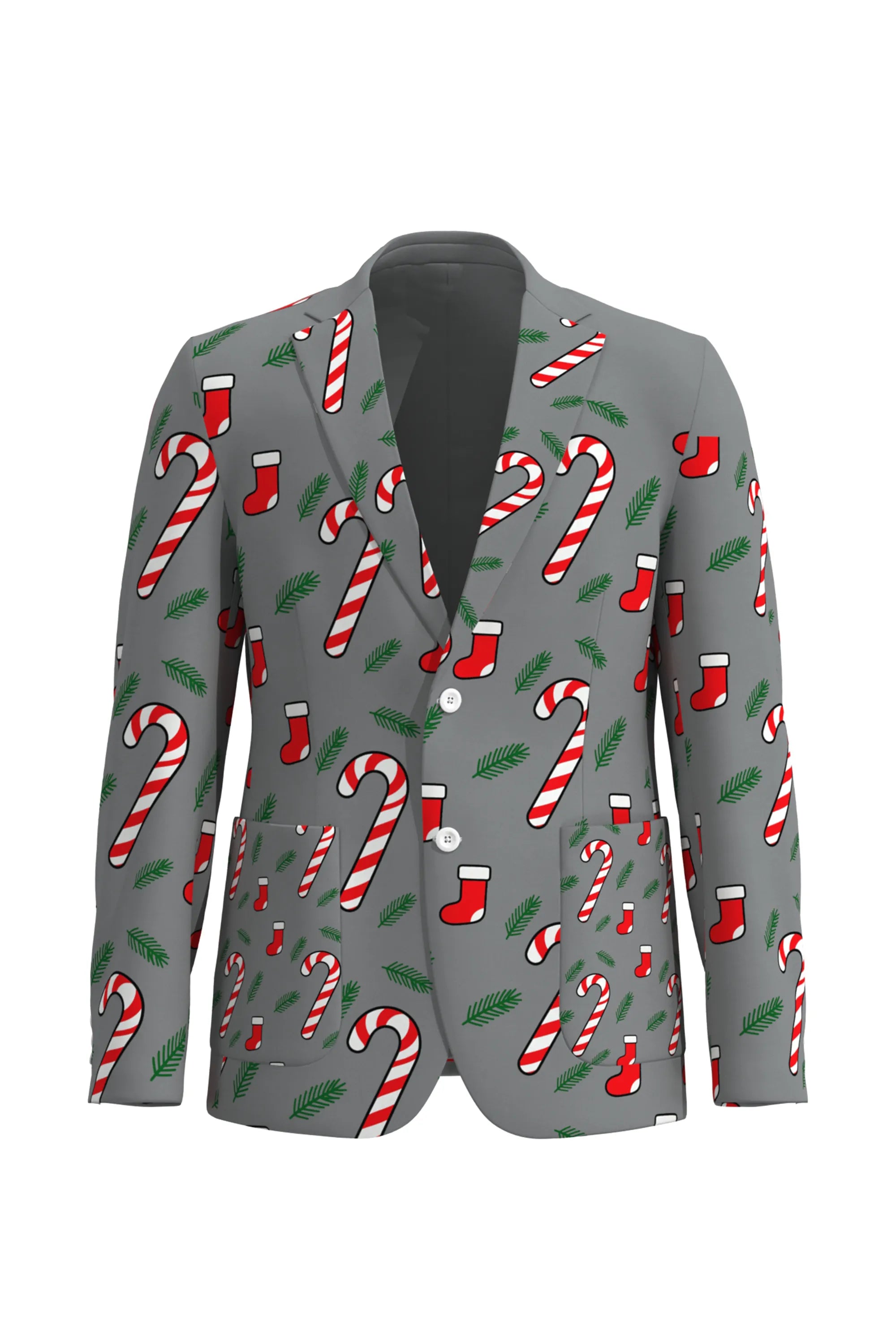 Men's Stockings Pattern Christmas Eve Party 2 Piece Suit