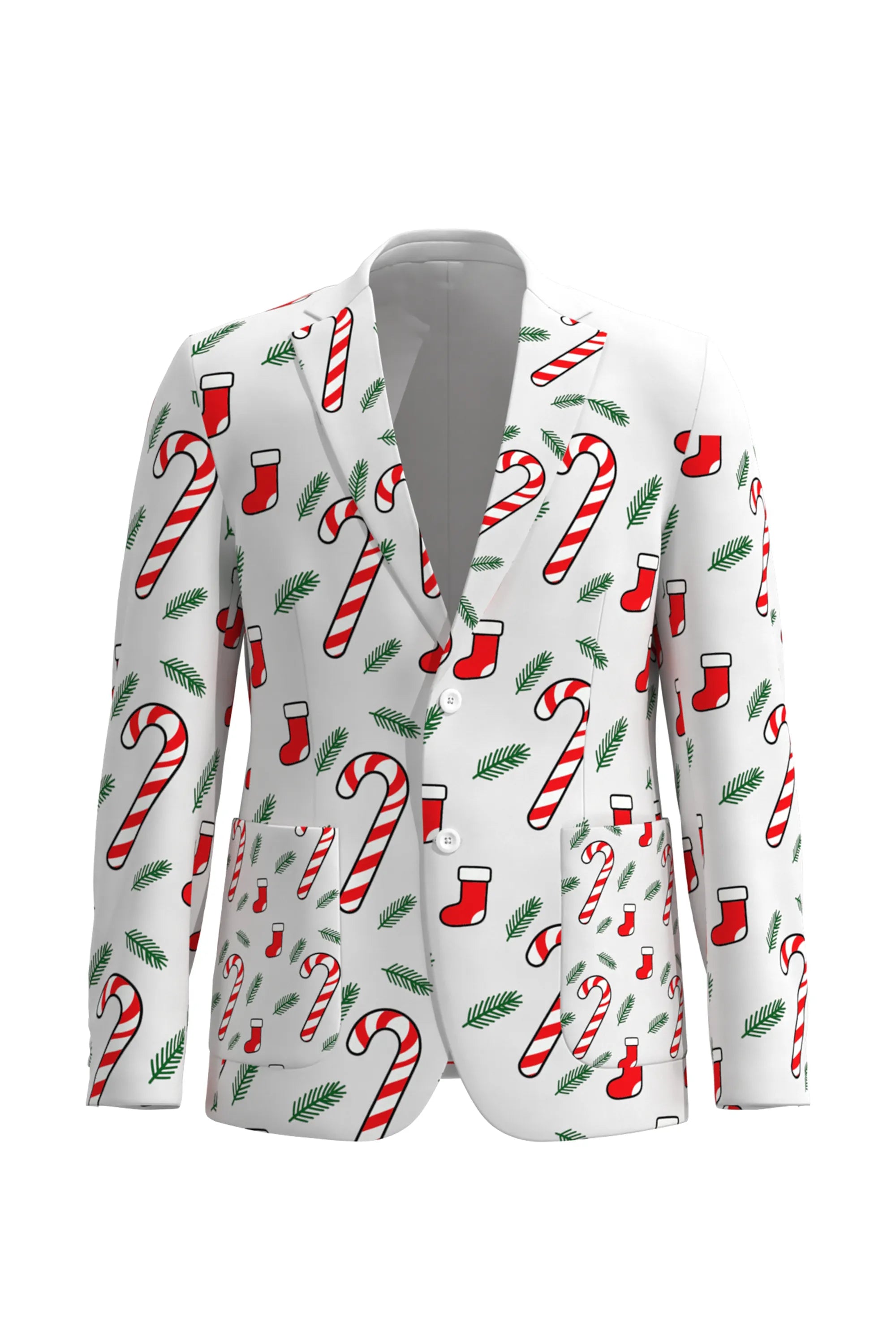 Men's Stockings Pattern Christmas Eve Party 2 Piece Suit