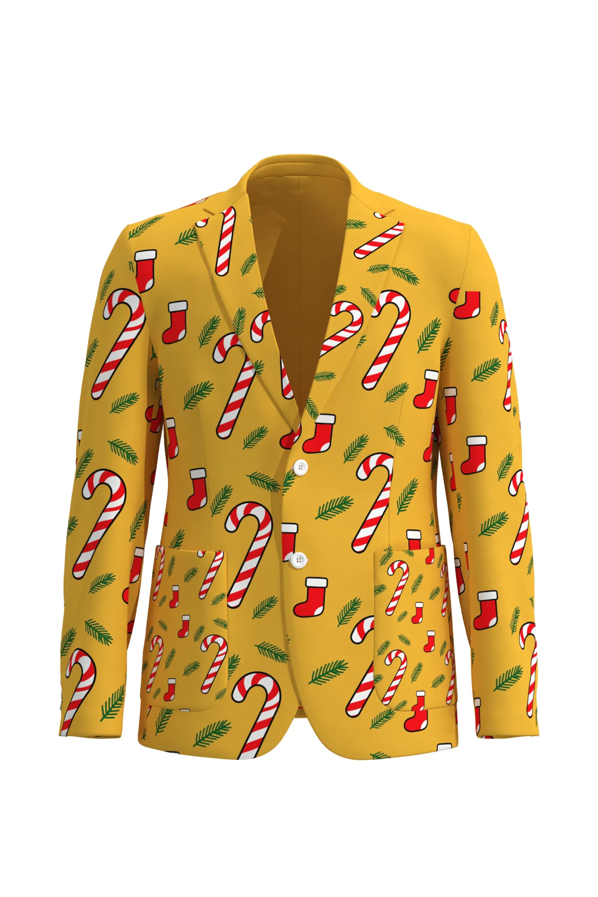 Men's Stockings Pattern Christmas Eve Party 2 Piece Suit