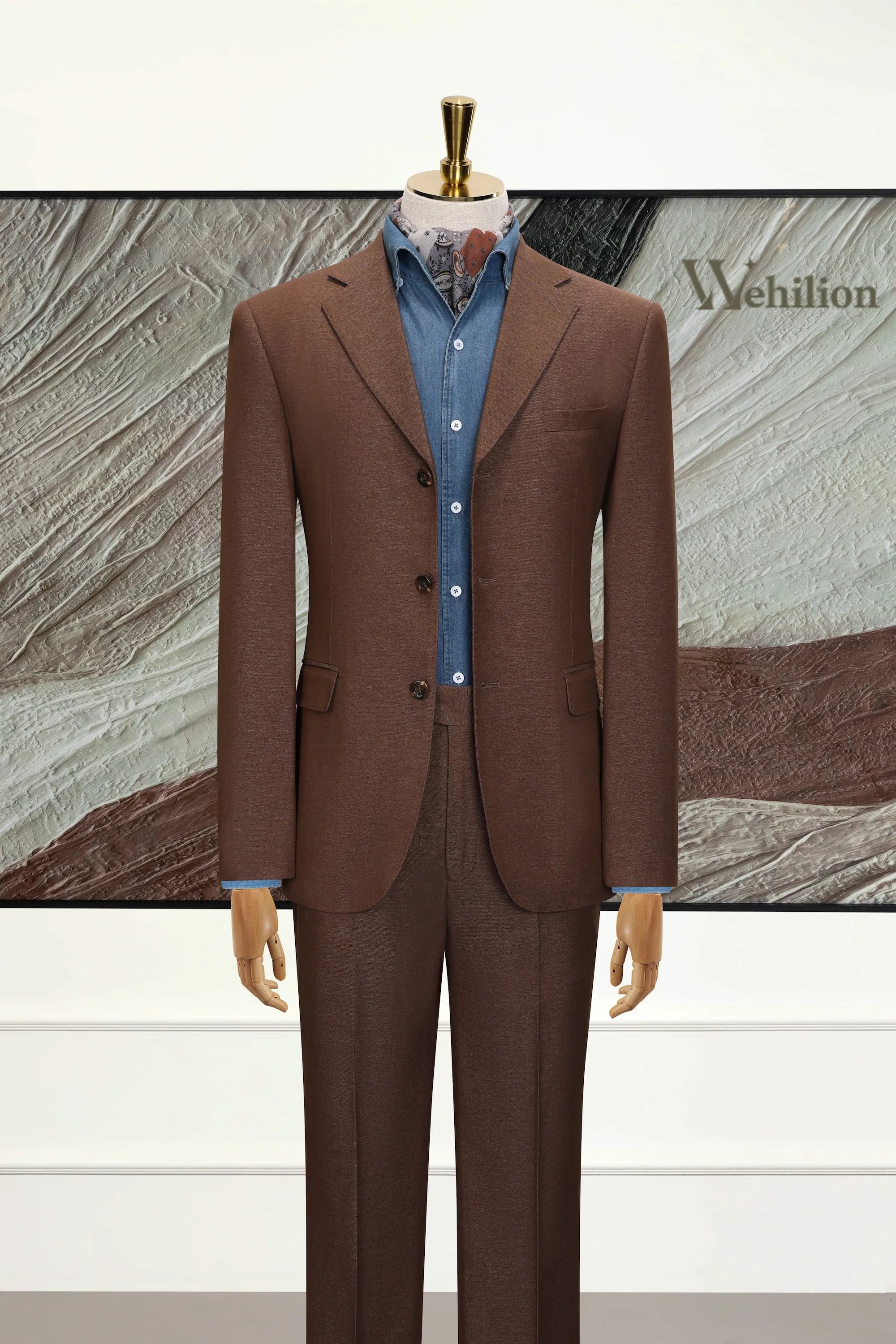 Men's Brown Denim 2 Piece Suits