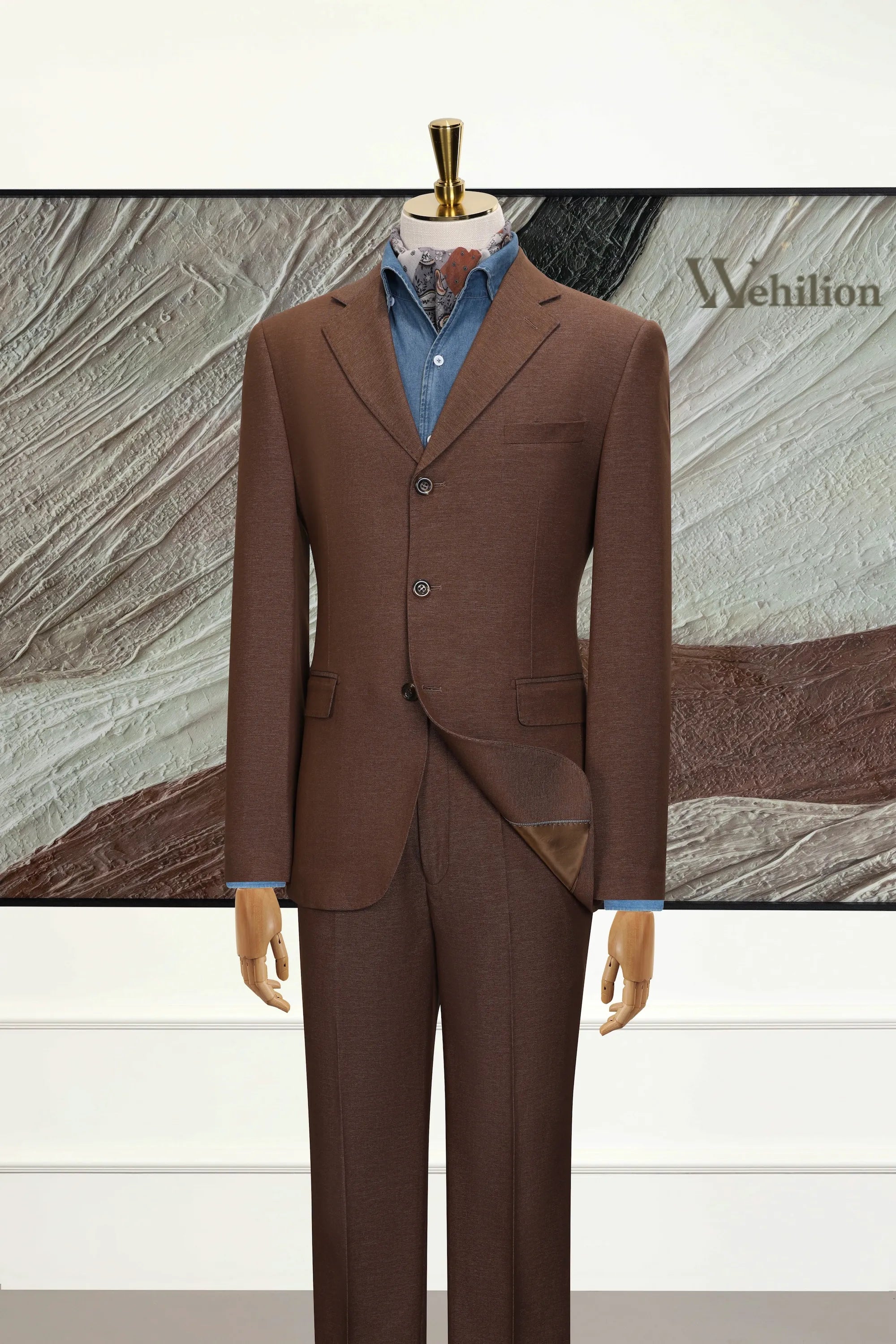 Men's Brown Denim 2 Piece Suits
