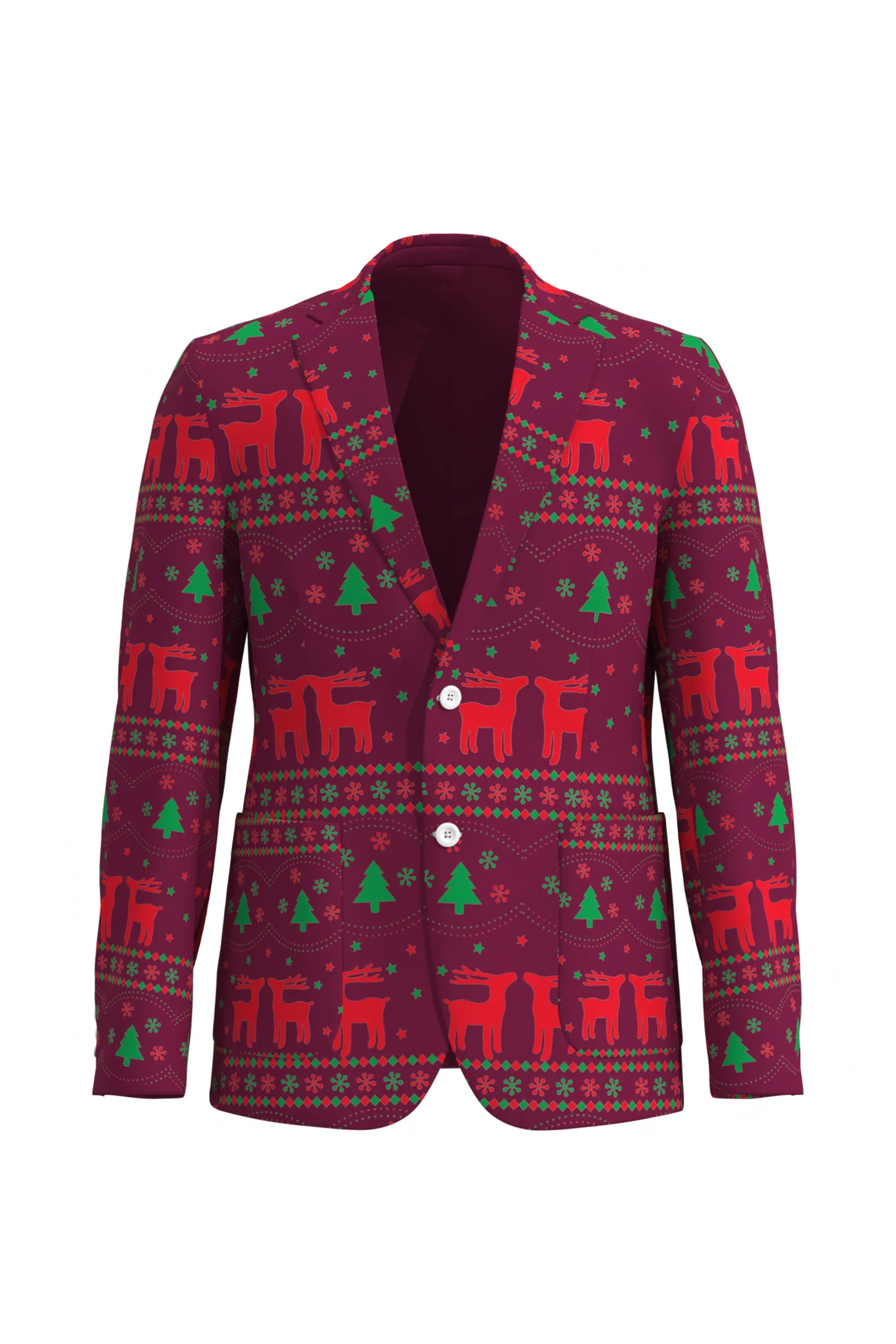 Men's Deer Animal Christmas Eve Party 2 Piece Suit