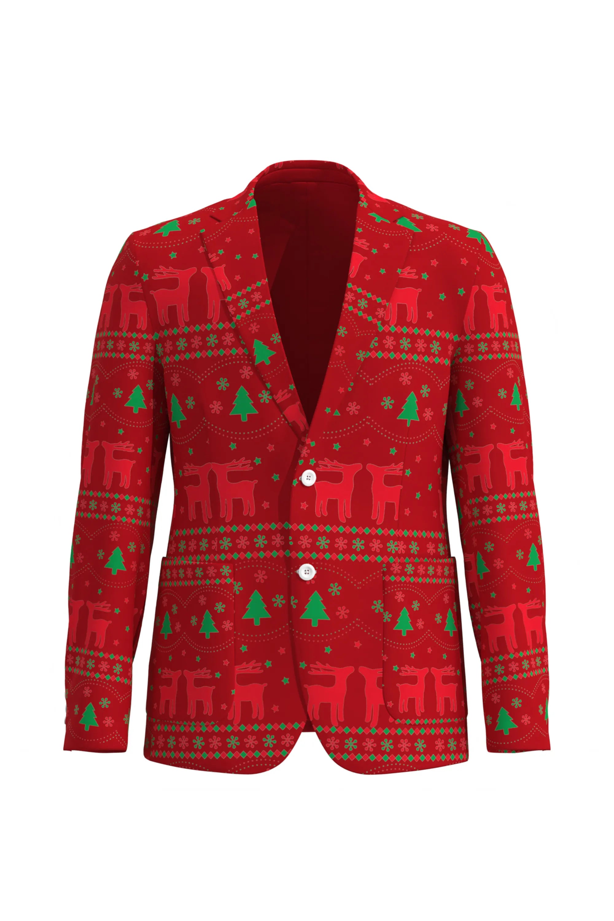 Men's Deer Animal Christmas Eve Party 2 Piece Suit