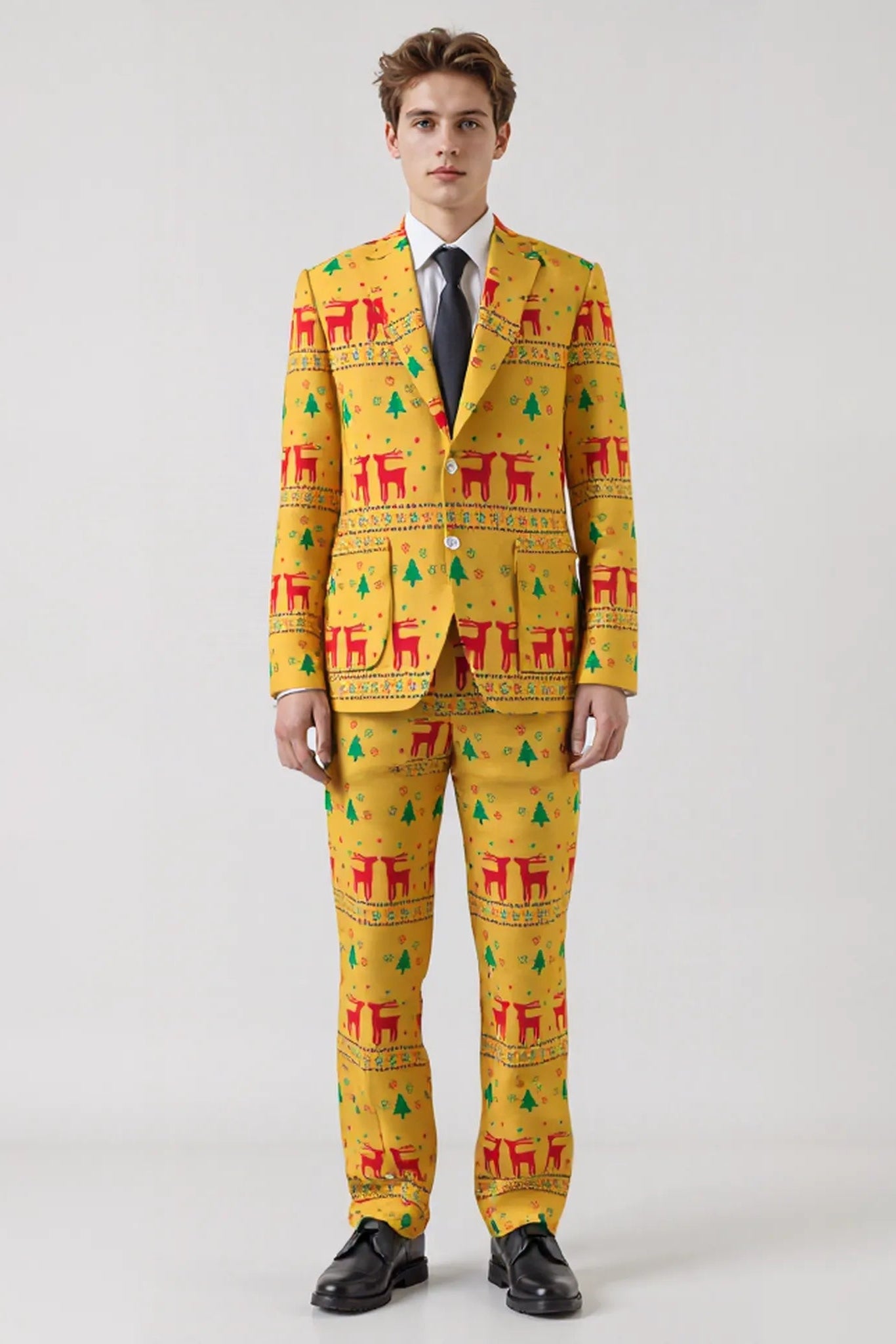 Men's Deer Animal Christmas Eve Party 2 Piece Suit