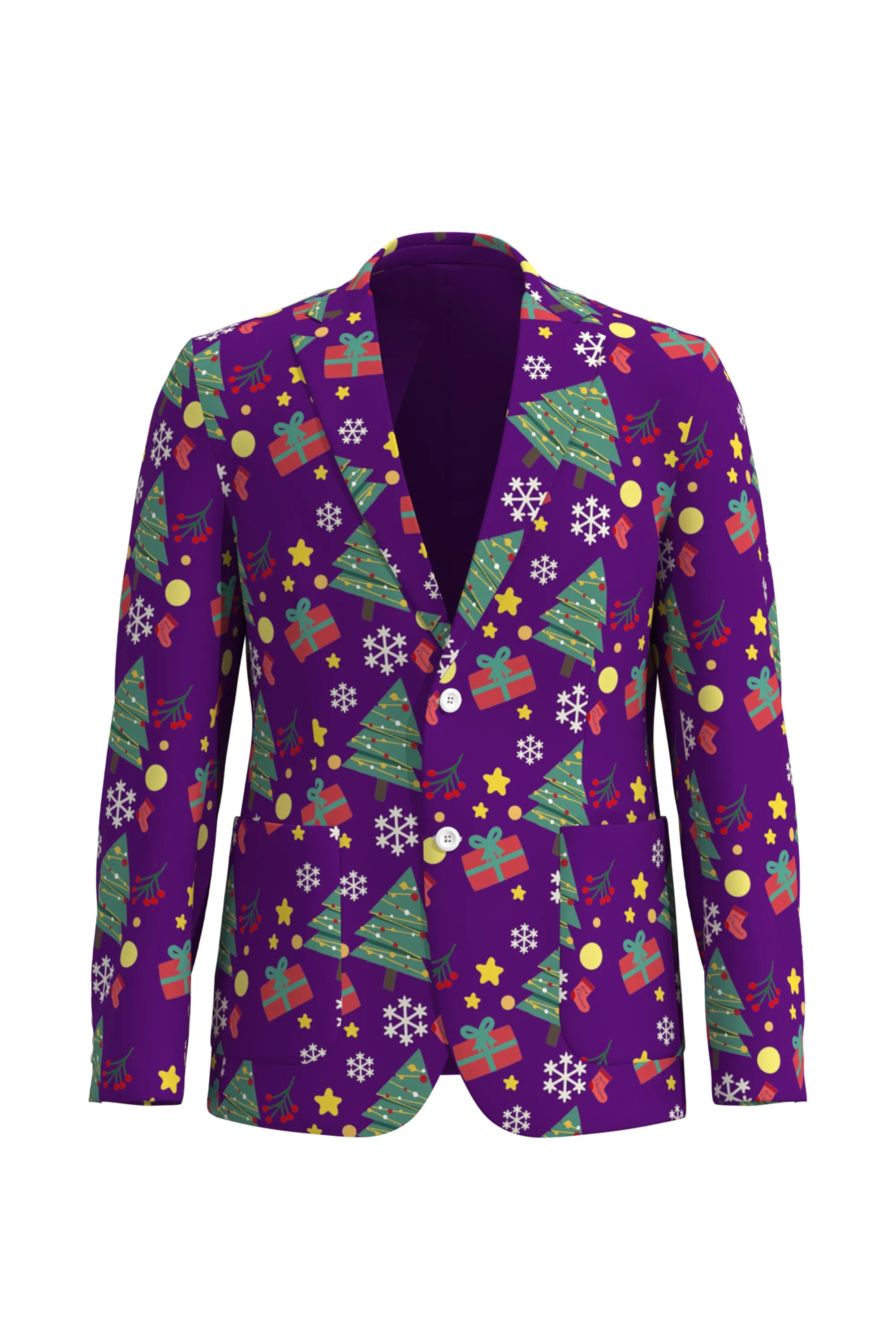 Men's Tree Pattern Christmas Eve Party 2 Piece Suit