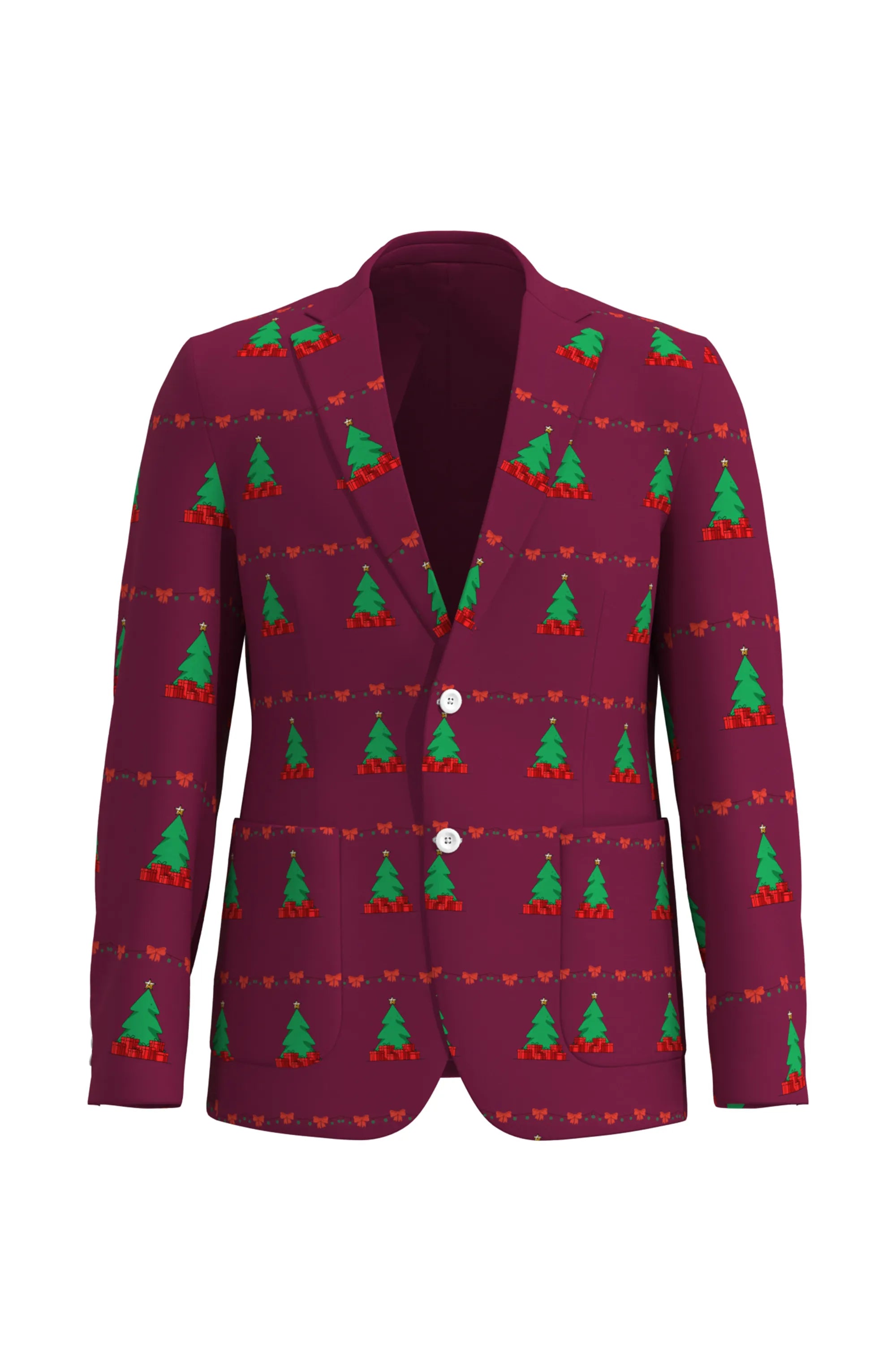 Men's Trees Pattern Christmas Eve Party 2 Piece Suit