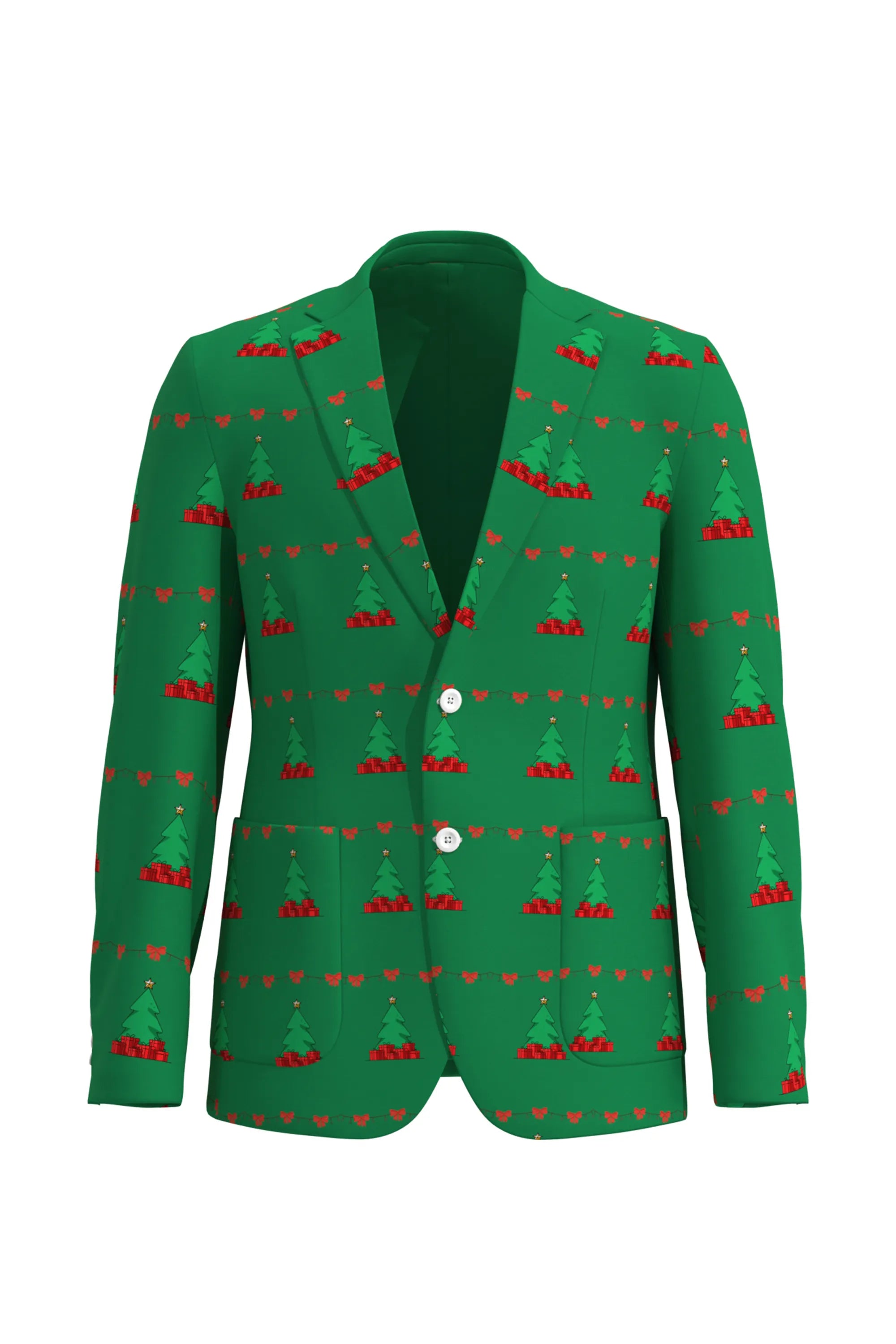 Men's Trees Pattern Christmas Eve Party 2 Piece Suit
