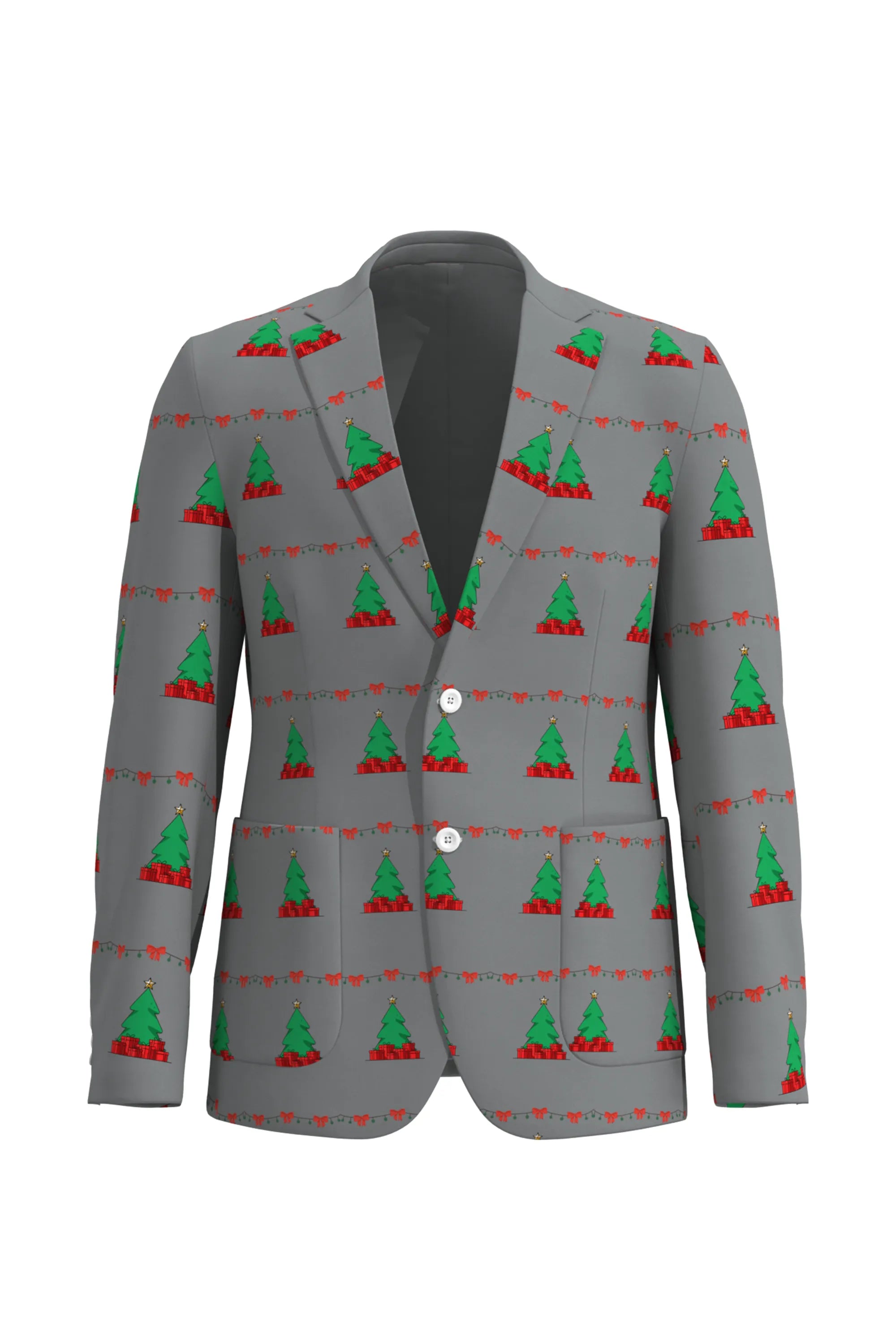 Men's Trees Pattern Christmas Eve Party 2 Piece Suit