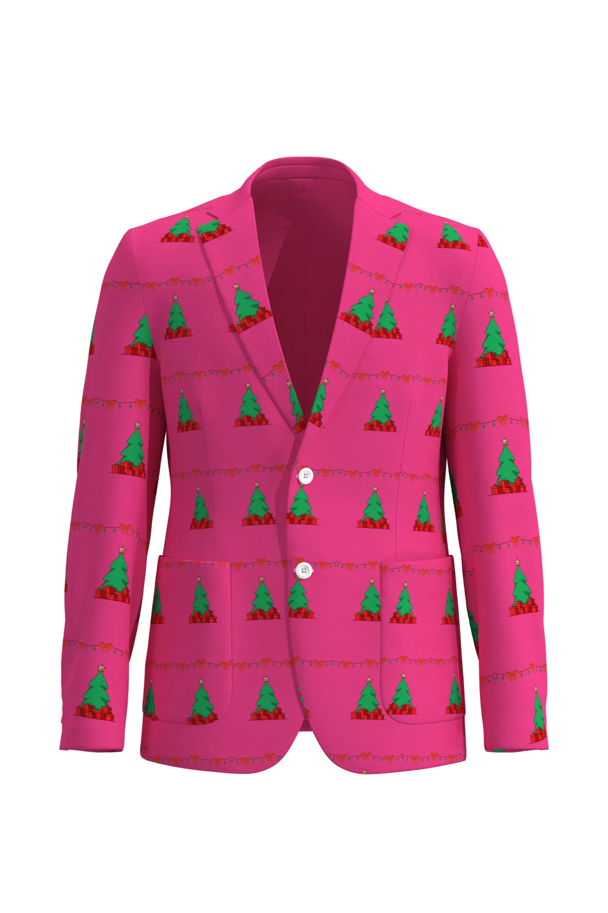 Men's Trees Pattern Christmas Eve Party 2 Piece Suit